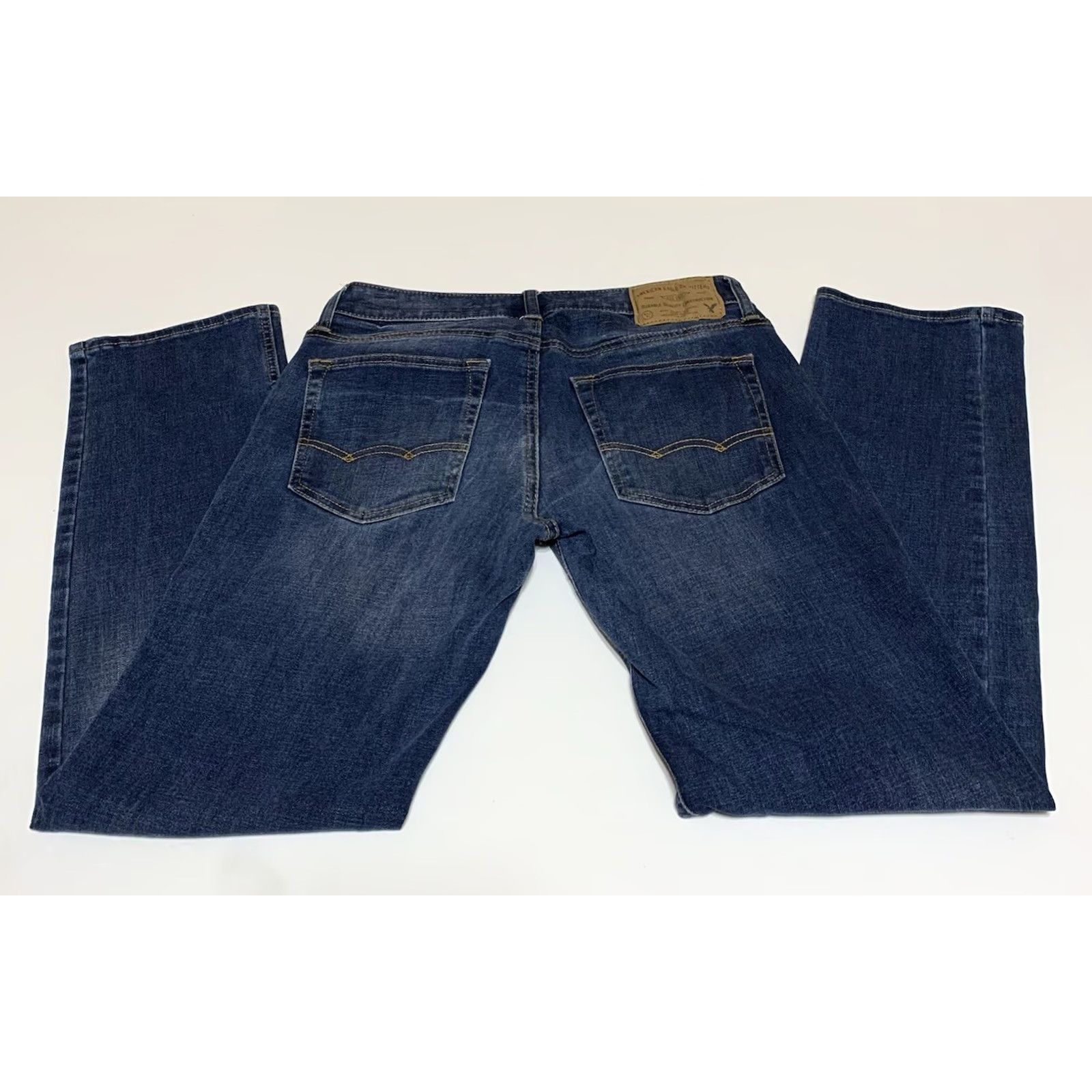 American Eagle Outfitters American Eagle Jeans Men 28x29 Slim Straight Leg Flex 4 360 Blue Denim Size US 28 / EU 44 - 2 Thumbnail