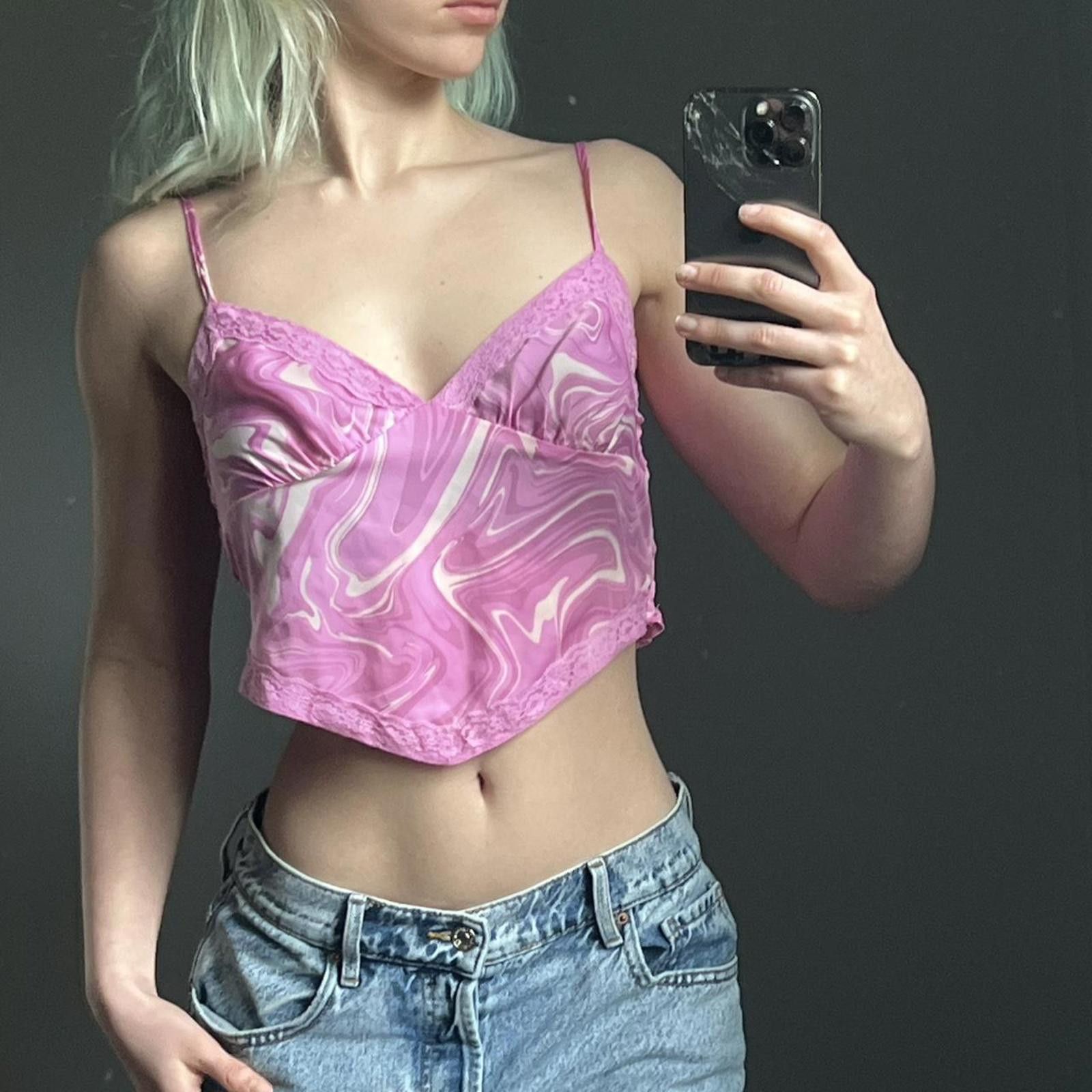 Other Pink & white marble print lace trim cami top Size S / US 4 / IT 40 - 4 Thumbnail