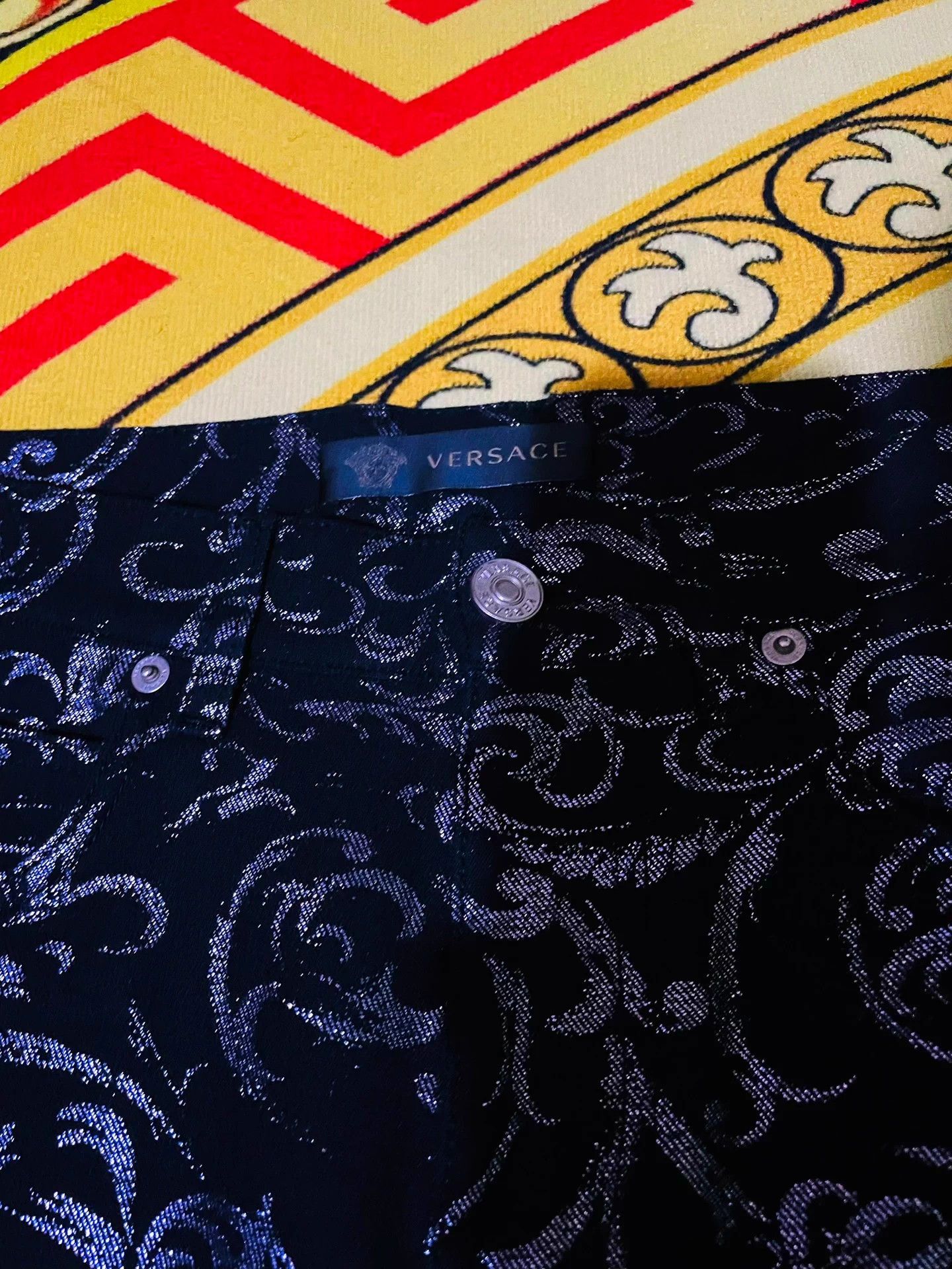 Versace Versace Runway Baroque Print Silk Denim Jeans W31 Size US 31 - 3 Thumbnail