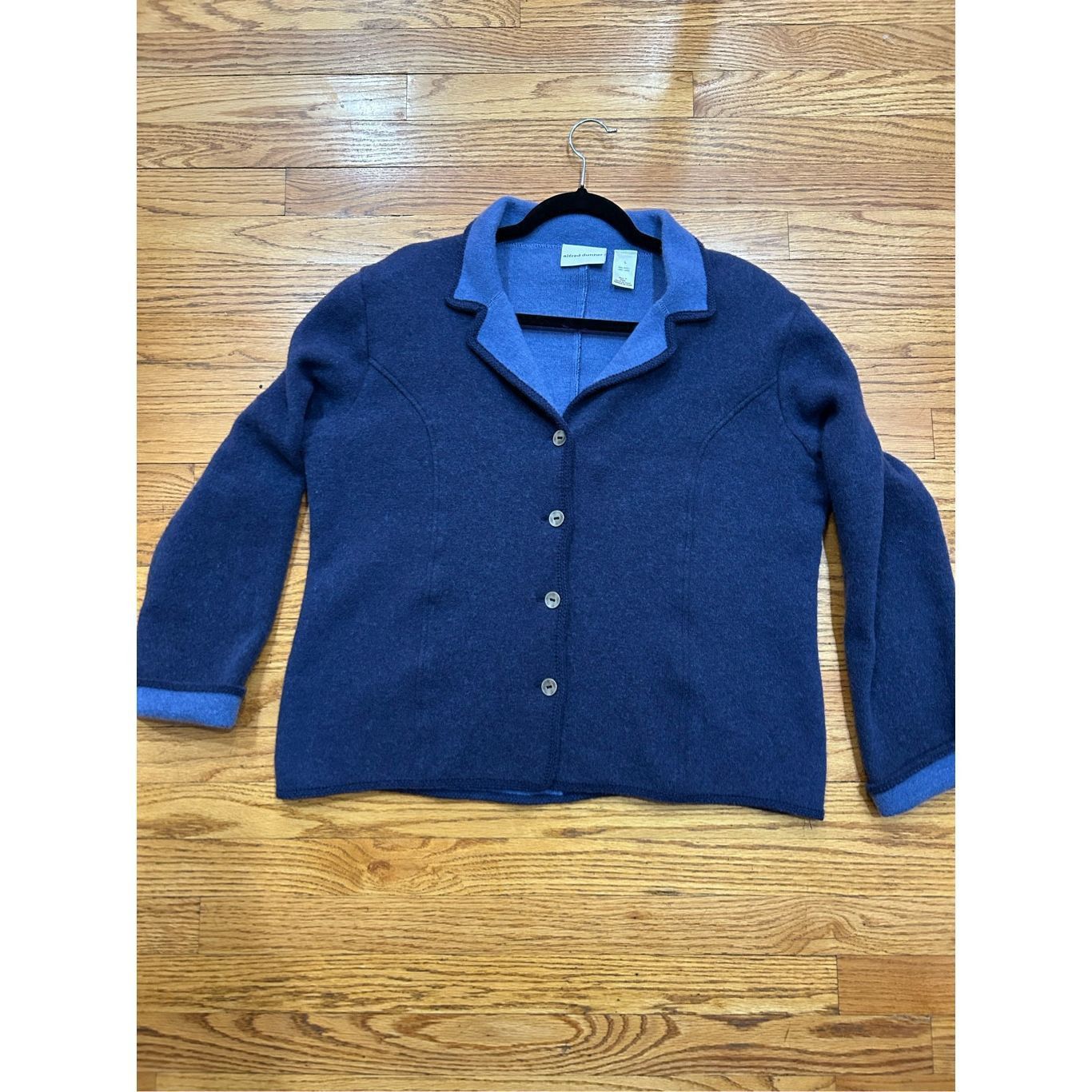 Other Alfred Dunner Women’s Jacket 100% Wool 2 Tone Blue Collared Size L / US 10 / IT 46 - 3 Thumbnail