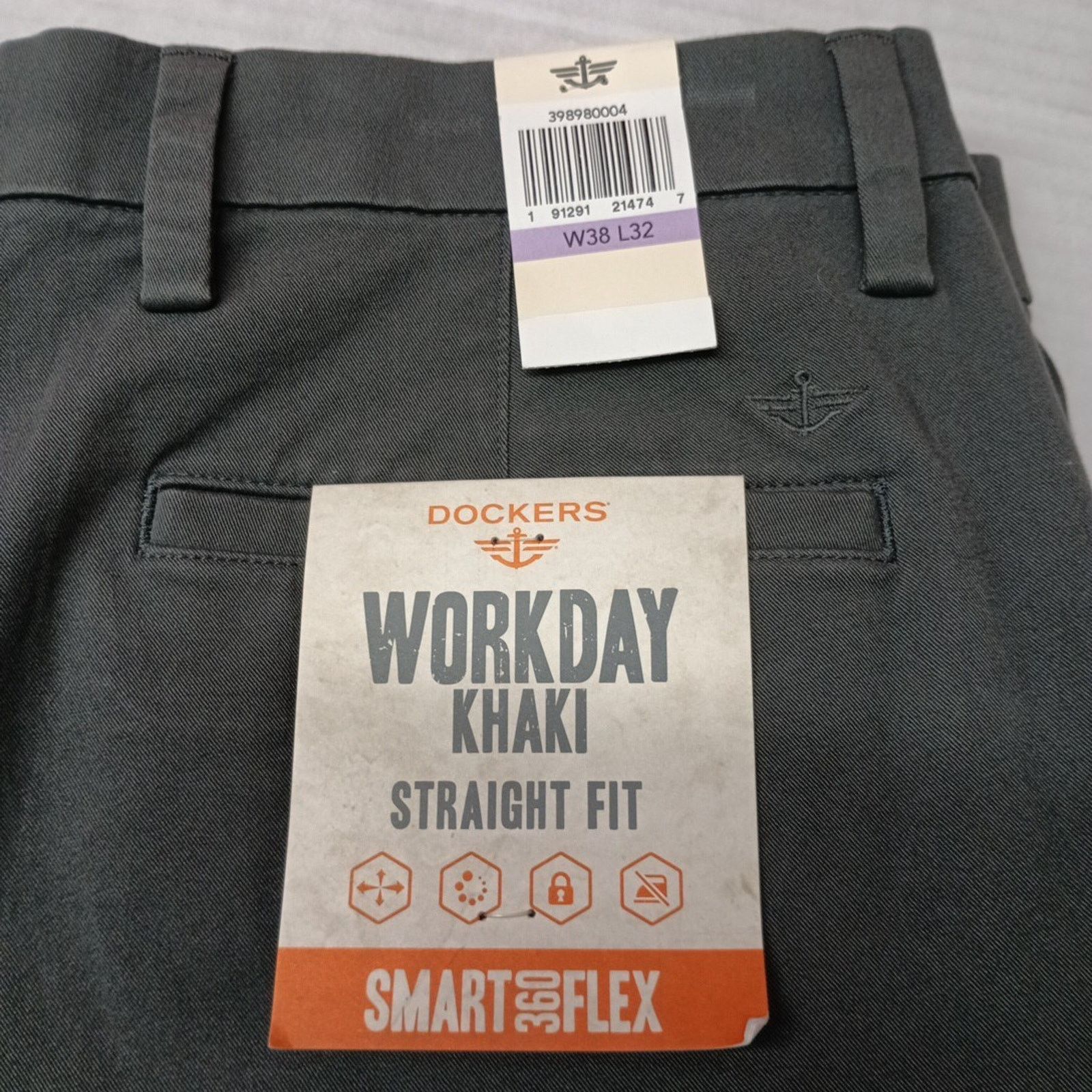 Dockers Dockers Workday Khakis Straight Fit Men's 38x32 Gray Stretch Size US 38 / EU 54 - 2 Thumbnail