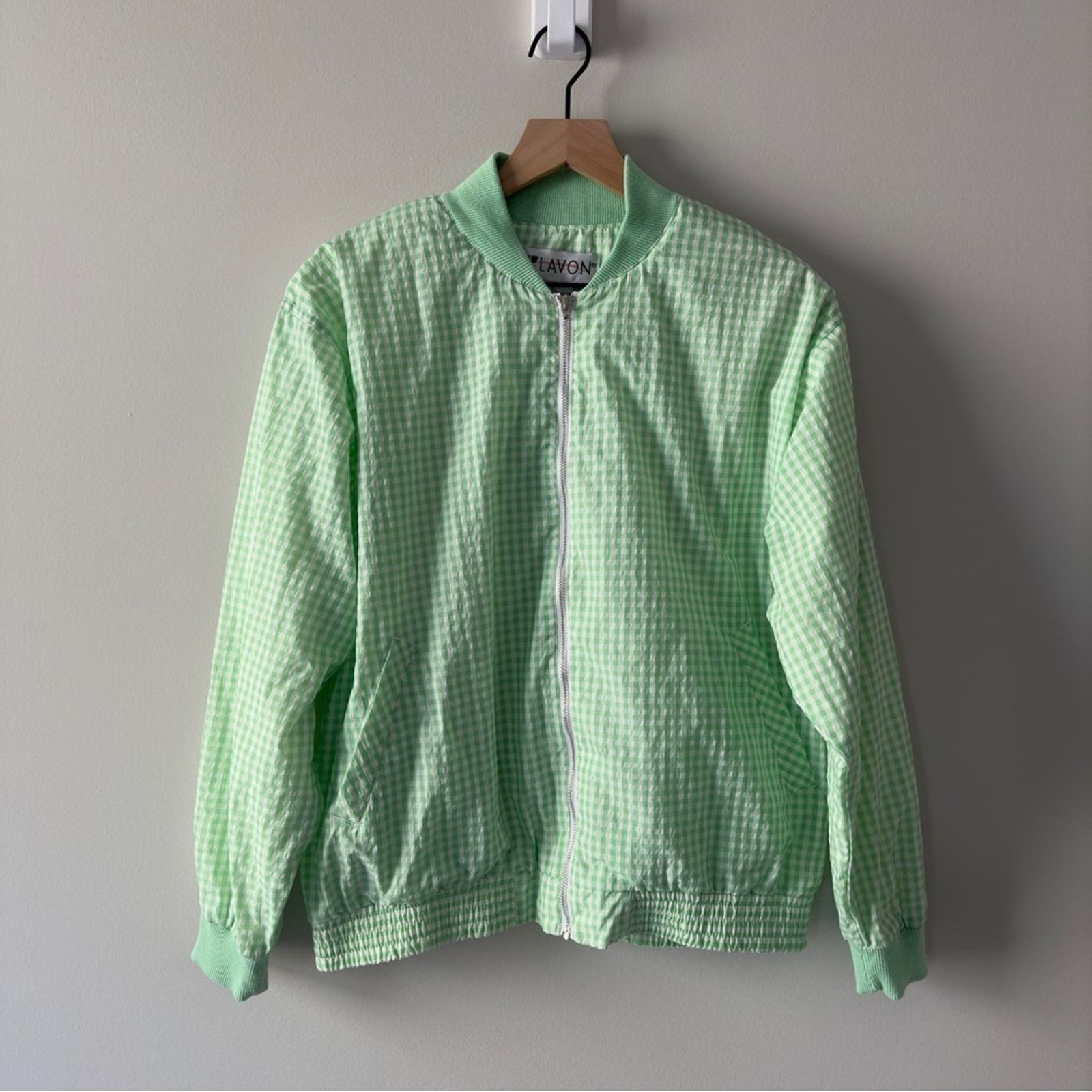 Vintage Vintage 80s Lavon Gingham Full Zip Jacket Shoulder Pads L Size L / US 10 / IT 46 - 1 Thumbnail