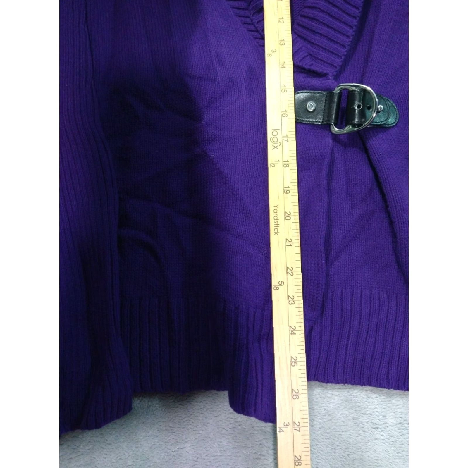 Ralph Lauren Lauren Ralph Lauren Cardigan Sweater Womens Medium Petite Purple Cowl Neck Cotton Knit Solid Size M / US 6-8 / IT 42-44 - 3 Thumbnail