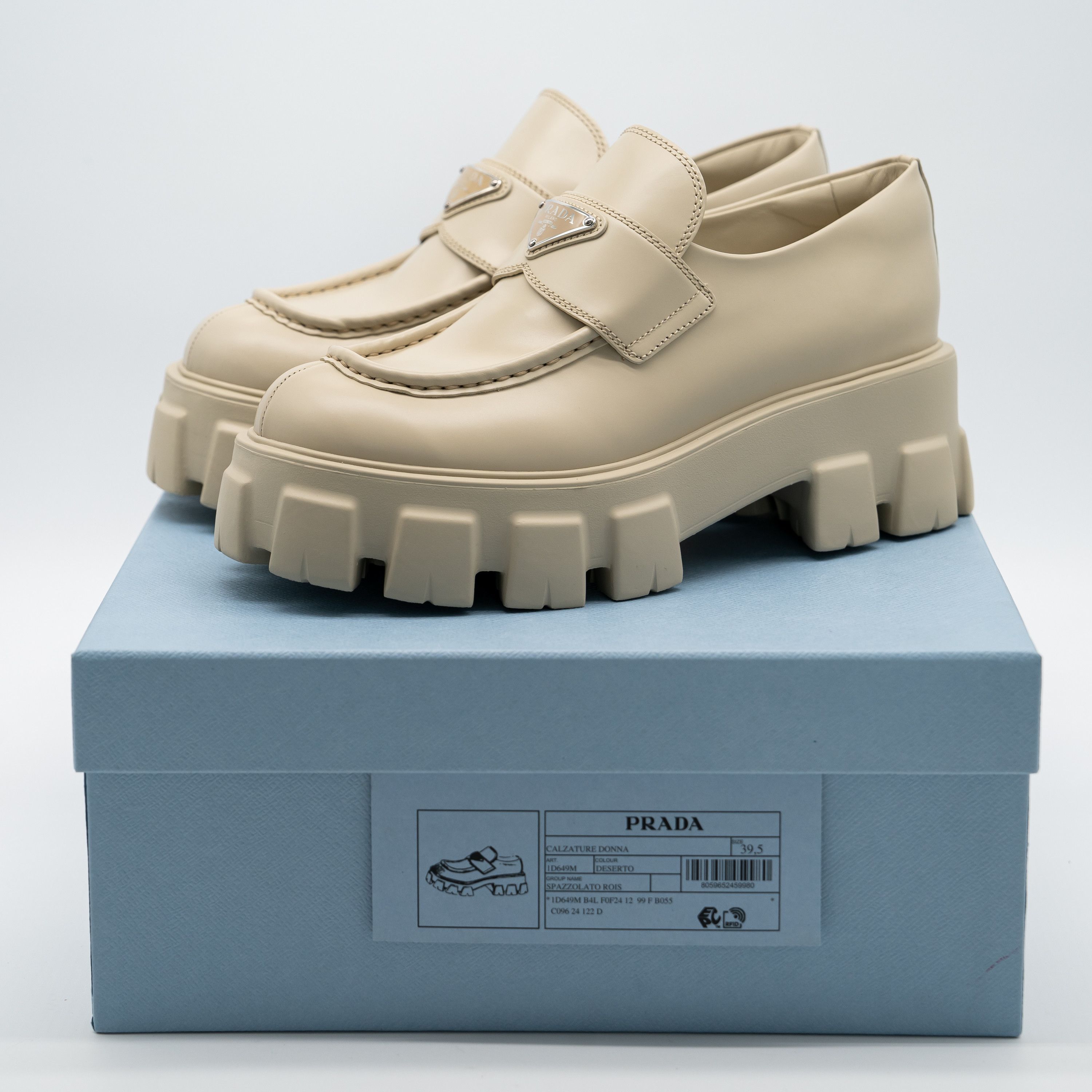 Prada 39.5eu 9.5 US Prada Monolith Brushed Leather Loafers Beige Size US 9.5 / IT 39.5 - 11 Thumbnail