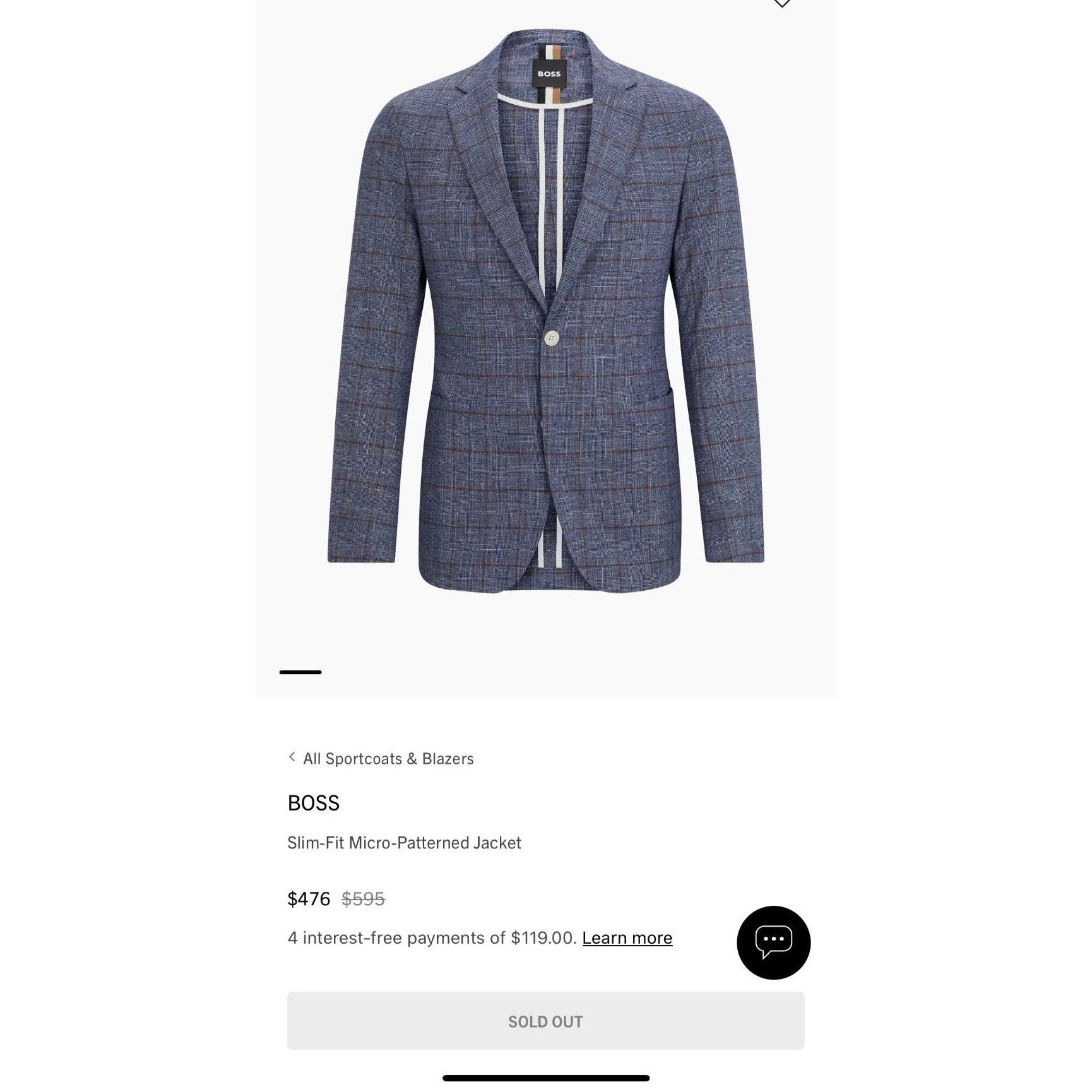 Hugo Boss Hugo Boss Slim-Fit Micro-Patterned Jacket Blue Checkered Lin Size US L / EU 52-54 / 3 - 8 Thumbnail