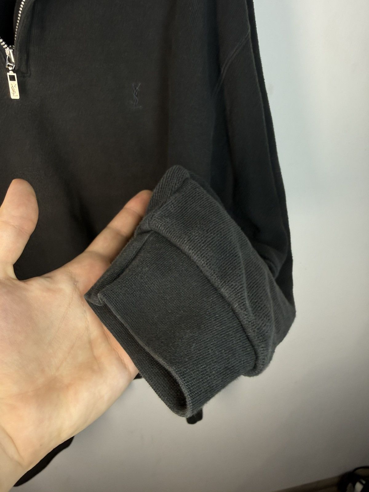 Yves Saint Laurent 90s YSL Sweatshirt 1/4 Quarter Zip Sweater Old Money Vintage Size US L / EU 52-54 / 3 - 14 Thumbnail