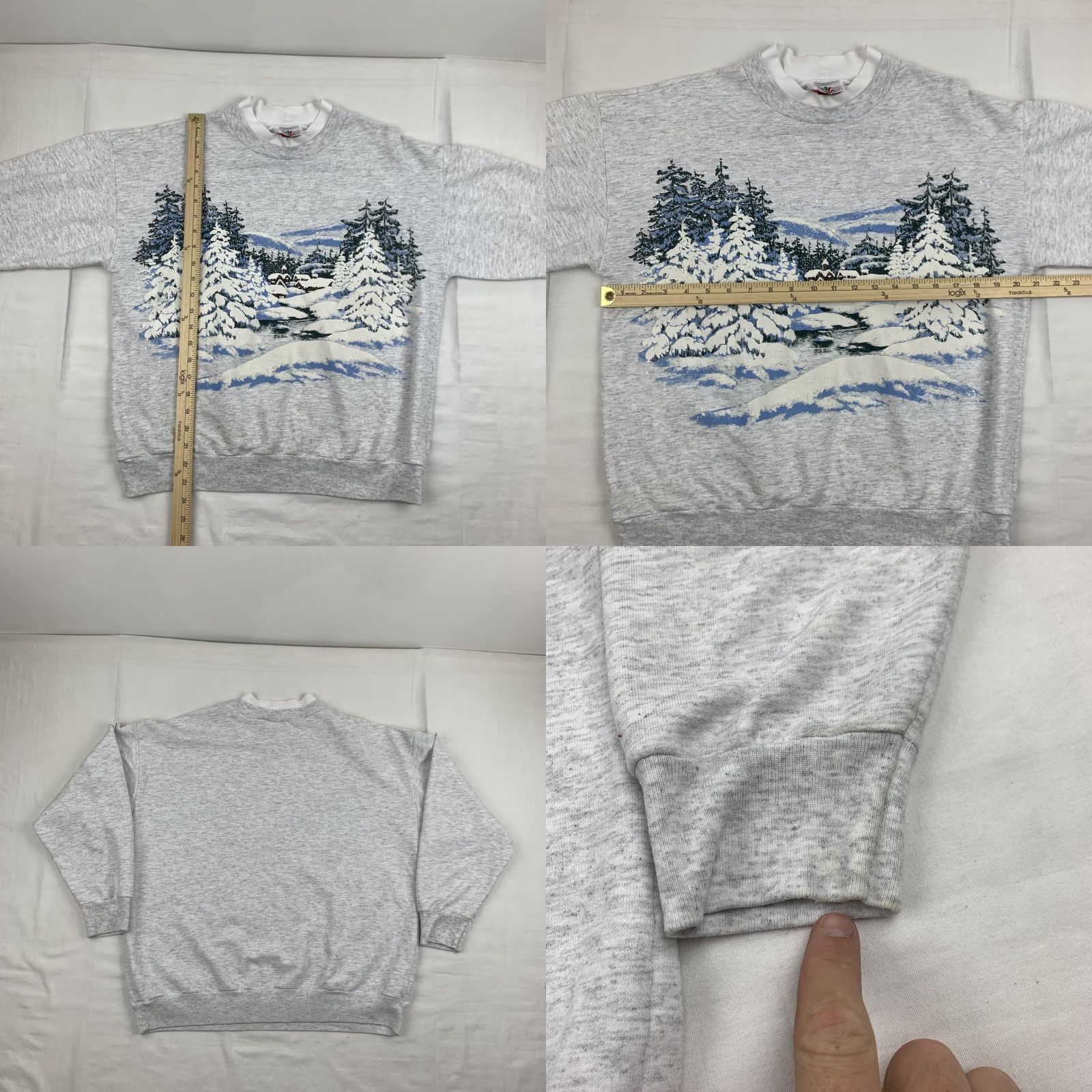 Vintage VINTAGE Grays Sweatshirt Shirt Womens M Gray Christmas Winter Nature Outdoor 90s Holiday Log Cabin Mens Womens Size M / US 6-8 / IT 42-44 - 8 Thumbnail