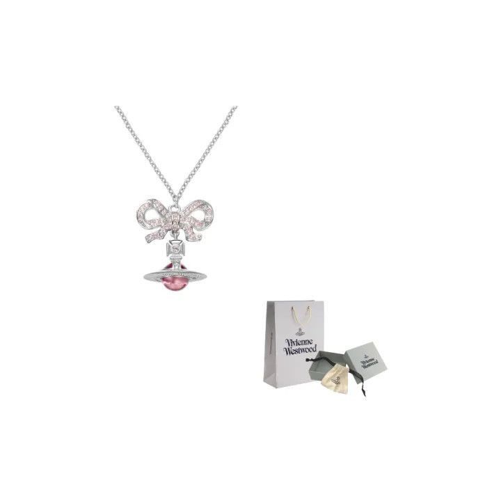 Vivienne Westwood Octavie Bow Saturn Pendant Necklace 0079