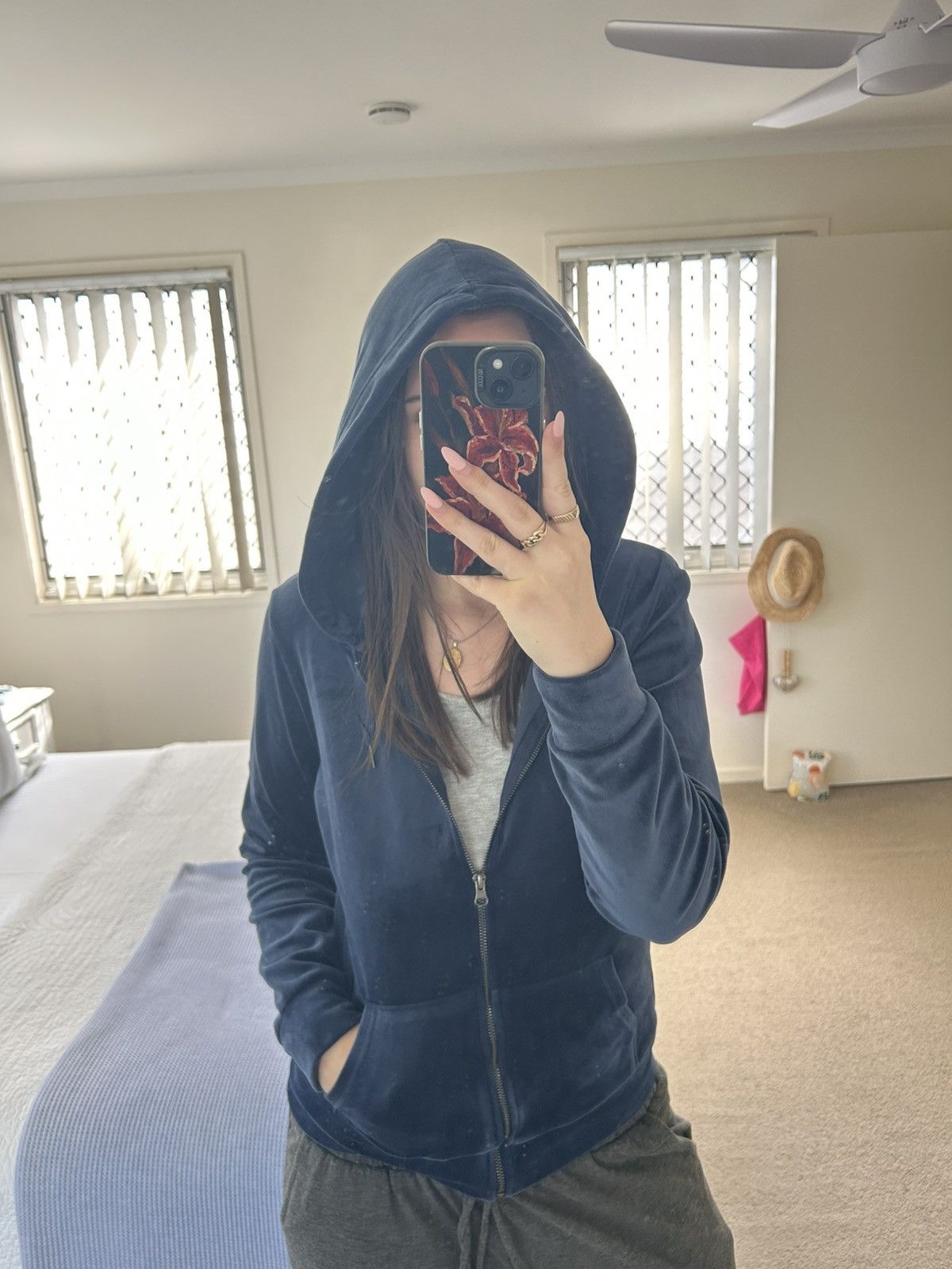 Other Vintage Navy Blue Velvet Zip Up Jacket Size M / US 6-8 / IT 42-44 - 1 Thumbnail