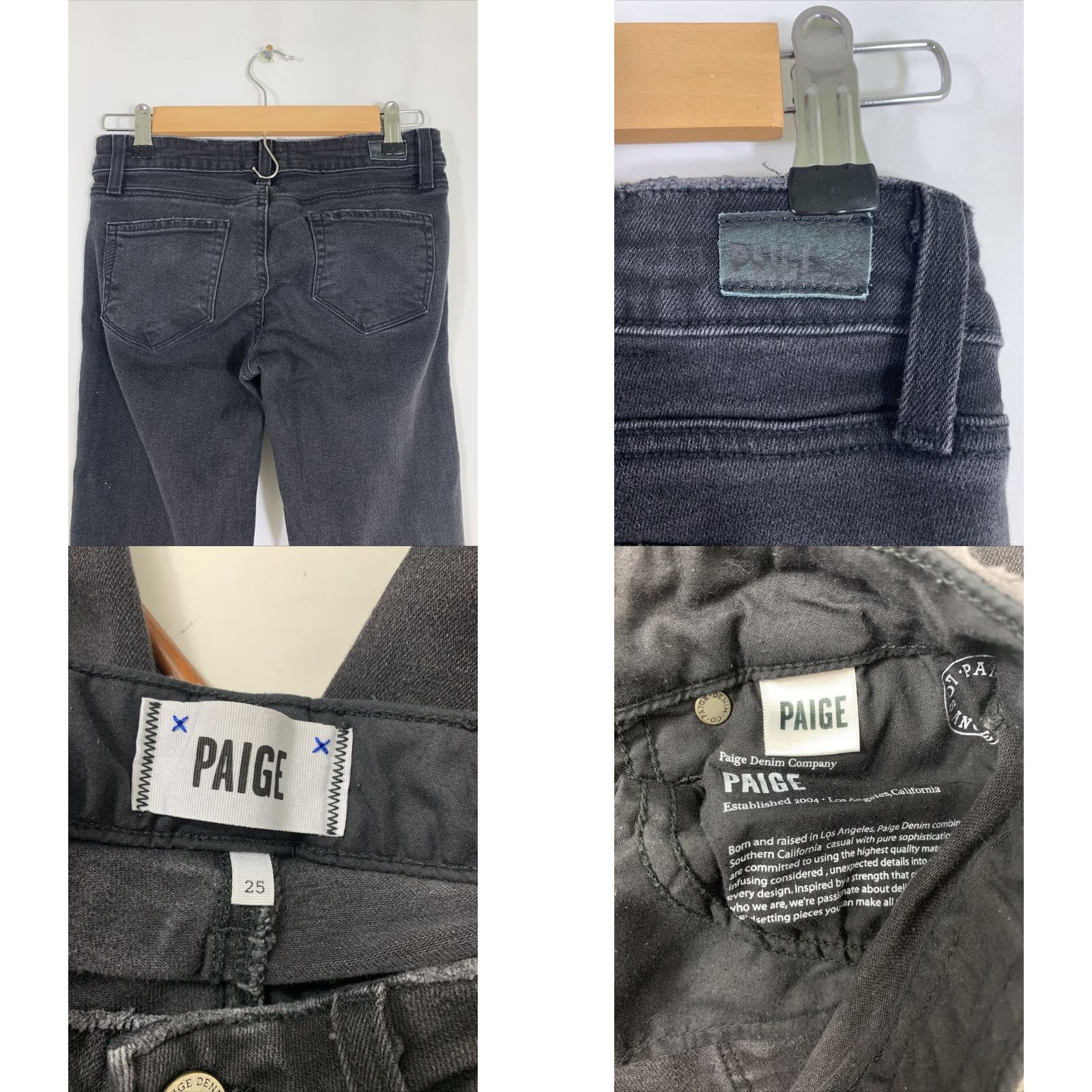Paige PAIGE Womens Mid Rise Ultra Skinny Black Jeans W1106 USA Made 25 Zip Pockets Jeans Slim 5-Pocket Design Black Womens Mens? Size 28" / US 6 / IT 42 - 8 Thumbnail