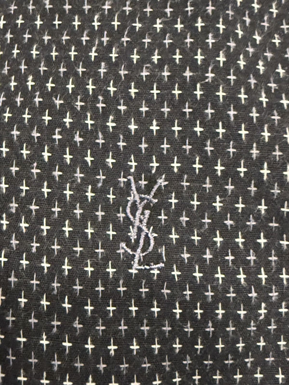 ♱ ♱ ♱ Crosses YSL Shirt Black Button Up Short Sleeve Collar