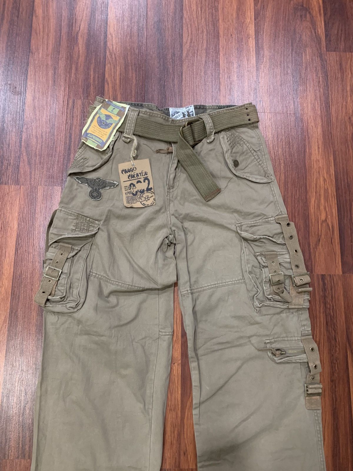 Japanese Brand Multipocket Cargo Creater Pants With Belt Size US 33 - 3 Thumbnail