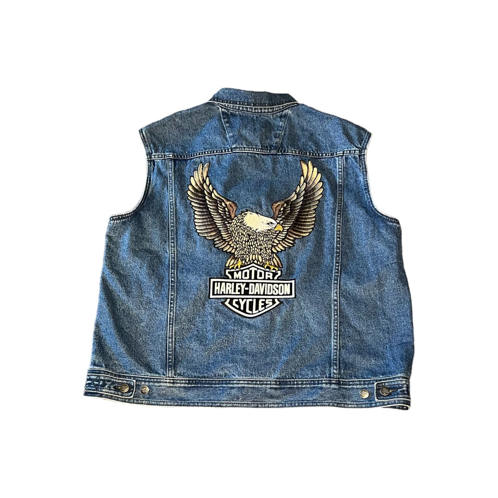 Harley Davidson Harley-Davidson Eagle Denim Vest Size US XL / EU 56 / 4 - 2 Thumbnail
