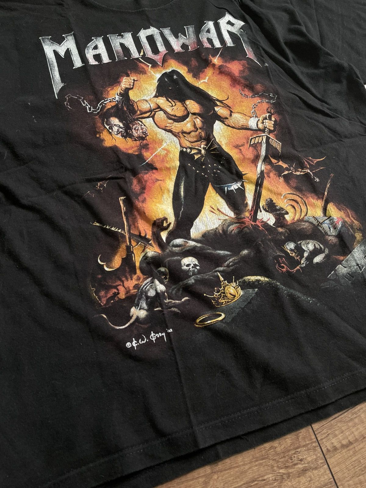 Band Tees Vintage 2002 Manowar Tour T Shirt Warriors Of The World Size US L / EU 52-54 / 3 - 3 Thumbnail