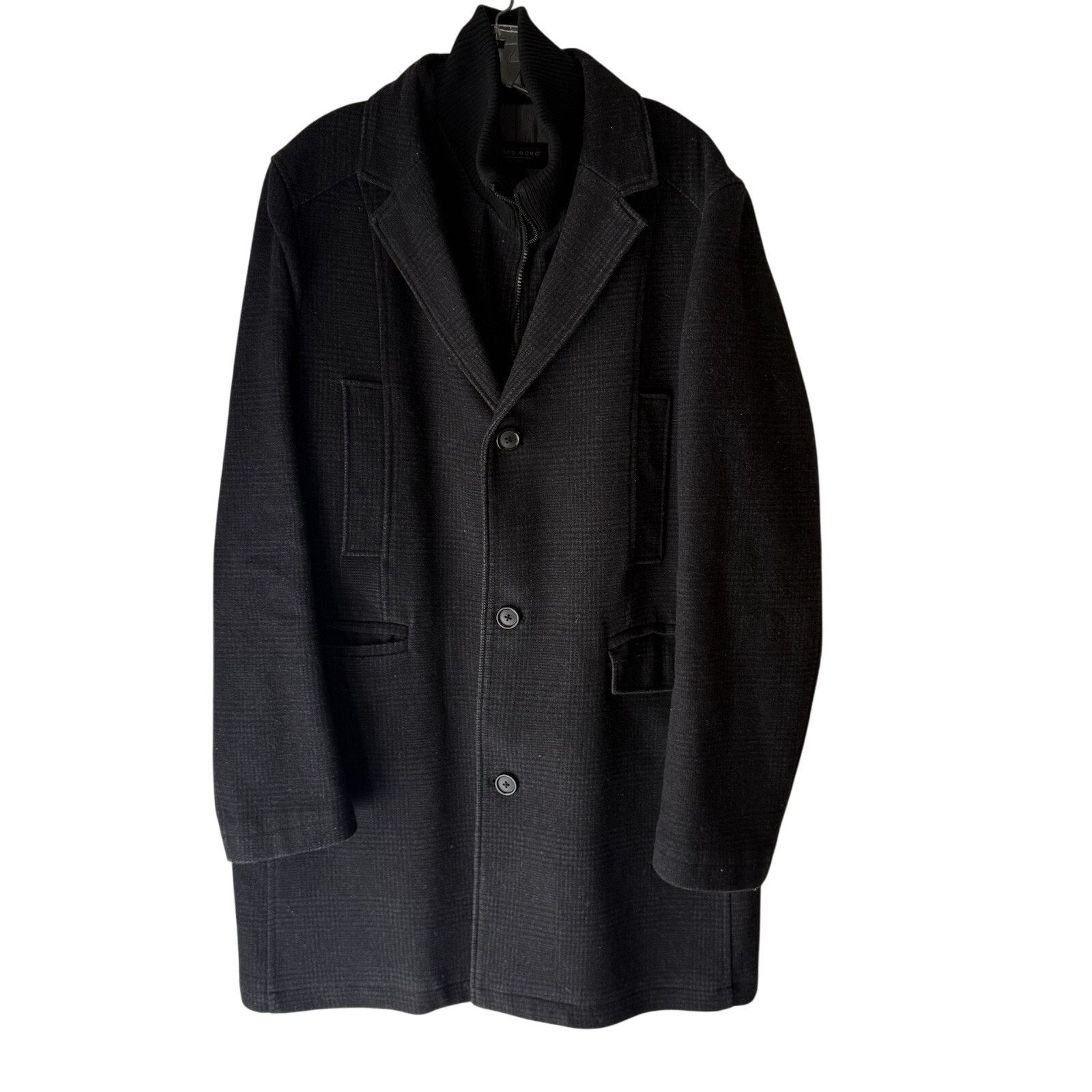 Pronto Uomo Pronto Uomo Tall Black Wool Blend Academia Twee Trench Coat Size US L / EU 52-54 / 3 - 1 Thumbnail