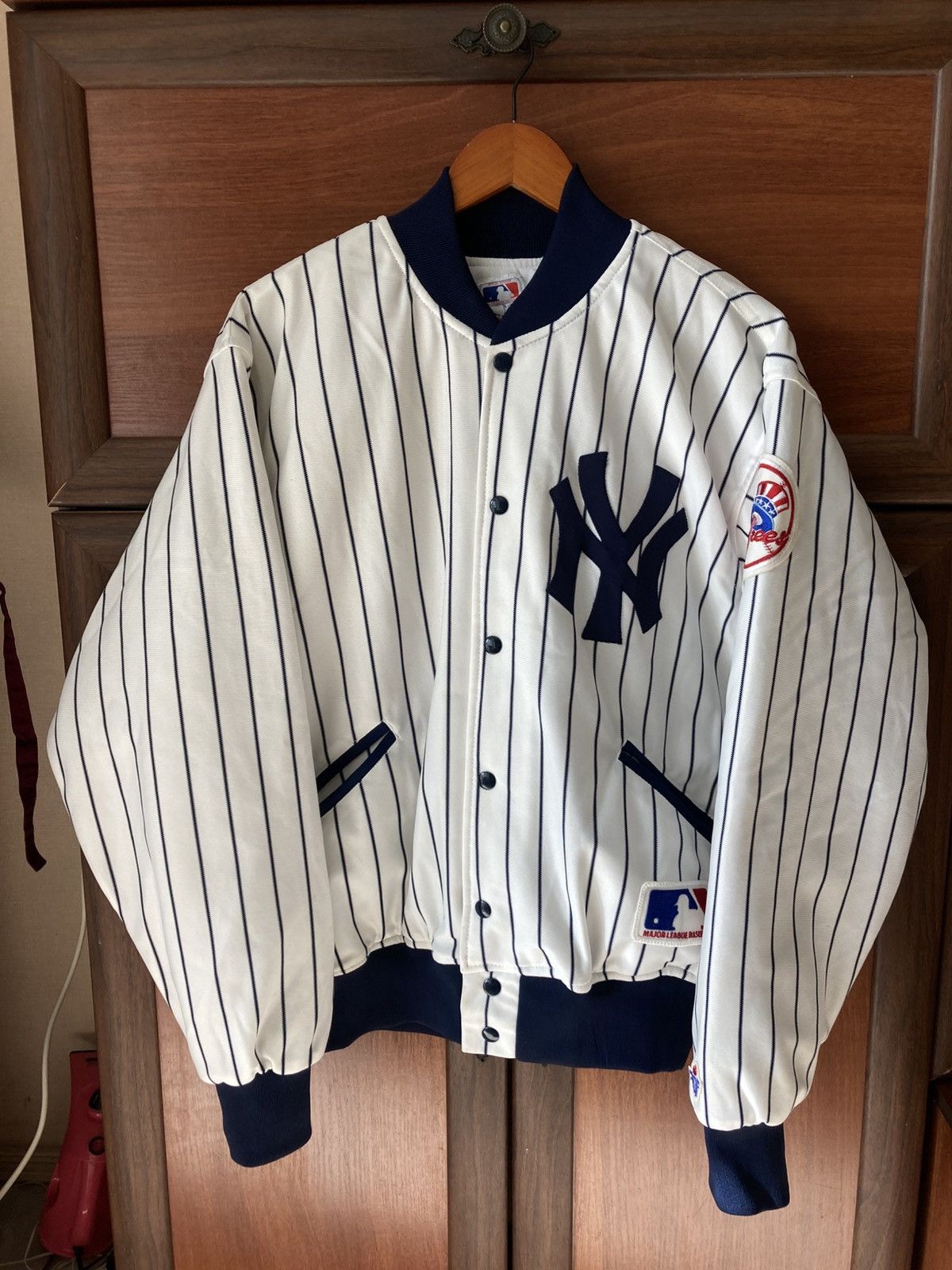 New York Yankees Vintage Felco New York Yankees Quilt Lined Pinstripe Jacket Size US XL / EU 56 / 4 - 1 Thumbnail