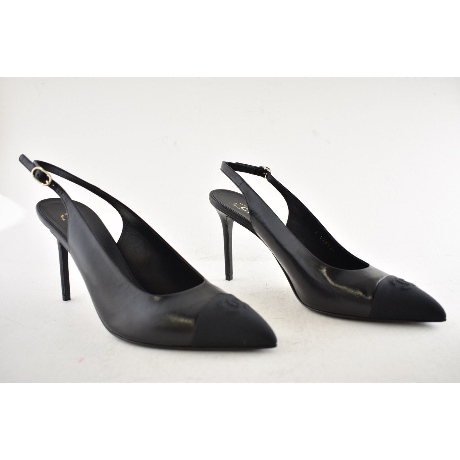 Chanel Chanel 24A Black Leather CC Logo Slingback Pump Size 42 Size US 12 / IT 42 - 3 Thumbnail
