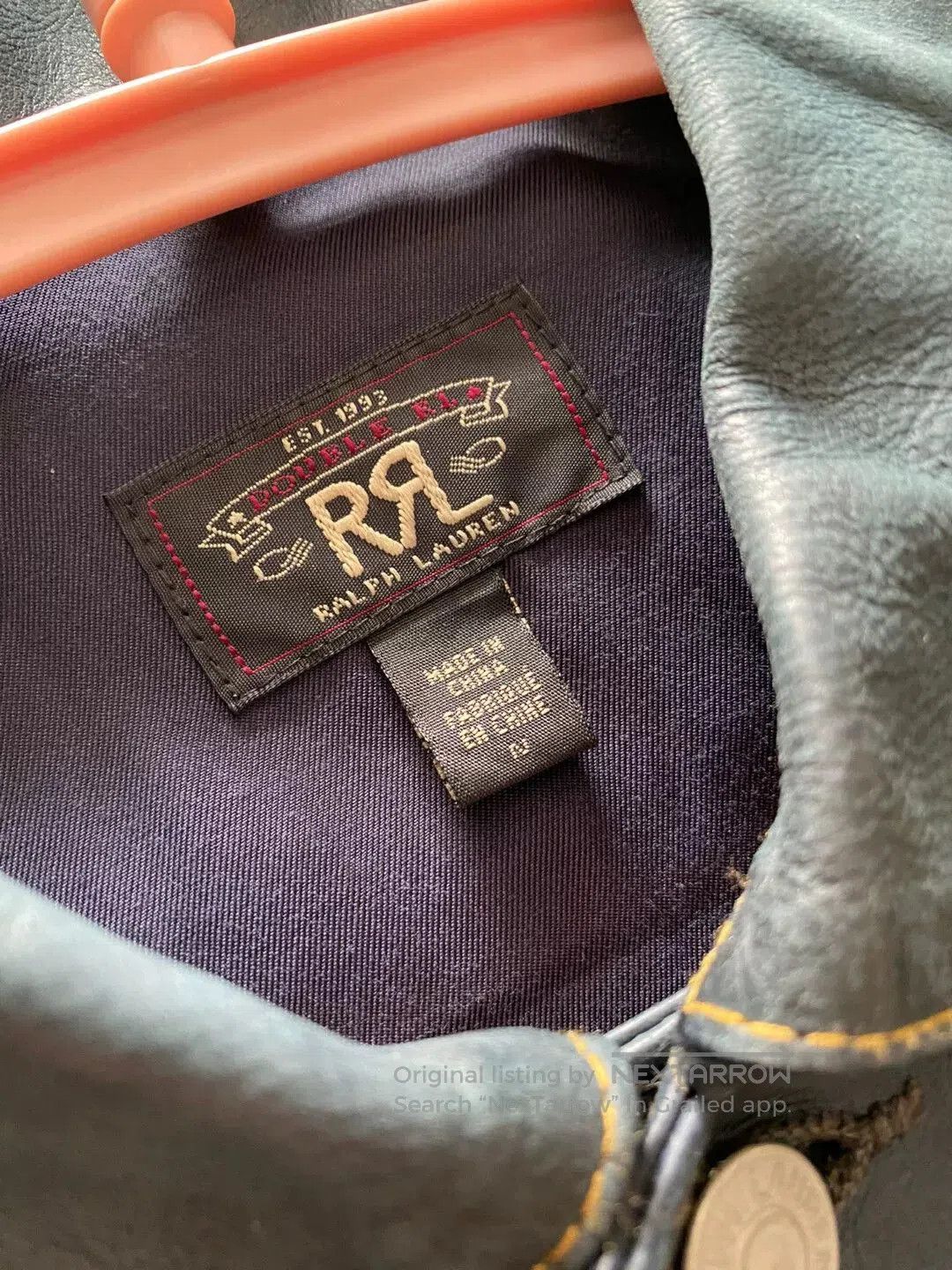 RRL Ralph Lauren women's blue dye leather jacket. Size XS / US 0-2 / IT 36-38 - 3 Thumbnail