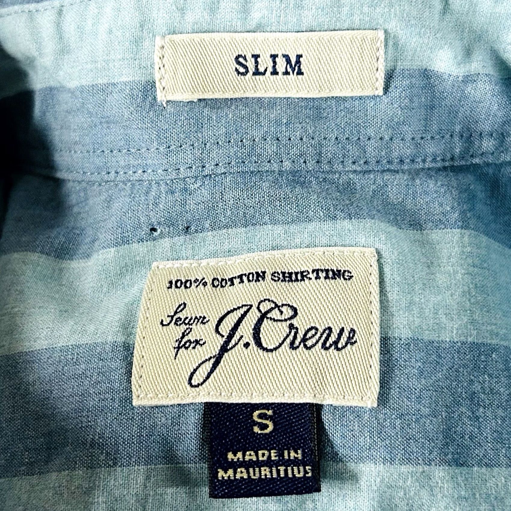 J.Crew J.CREW Shirt Button-Down Striped Slim Heathered Cotton Blue NWT Small Size US S / EU 44-46 / 1 - 3 Thumbnail
