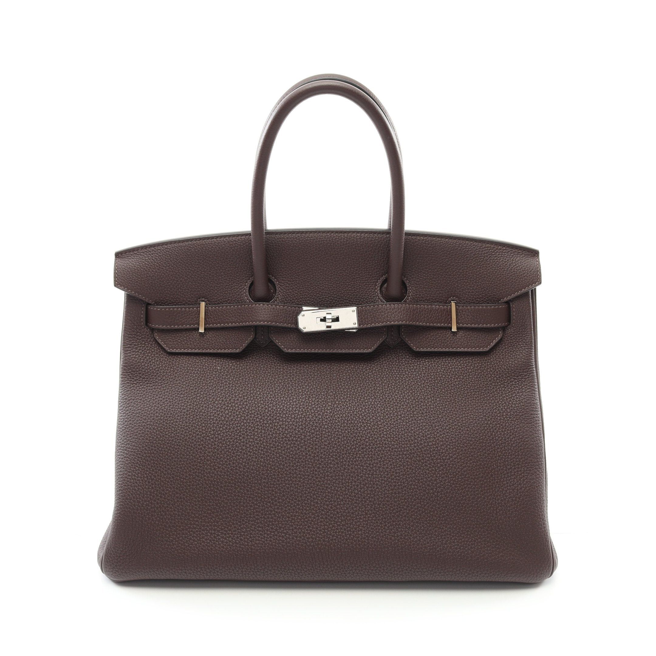 Hermes Hermes Birkin 35 Chocolate Handbag Togo Dark Brown Silver Hardware C Engraved Size ONE SIZE - 1 Thumbnail