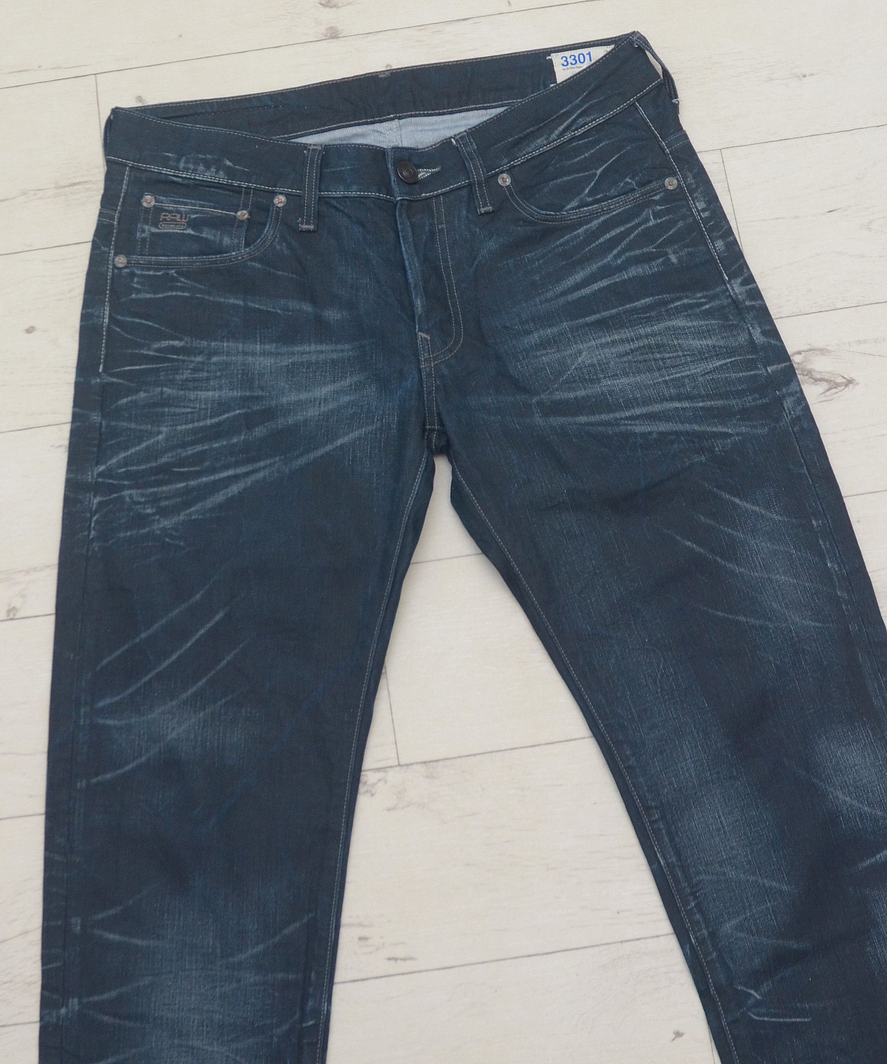 G-Star G star raw Denim Faded Jeans 3301 Low Tapered Rl y2k Size US 33 - 3 Thumbnail