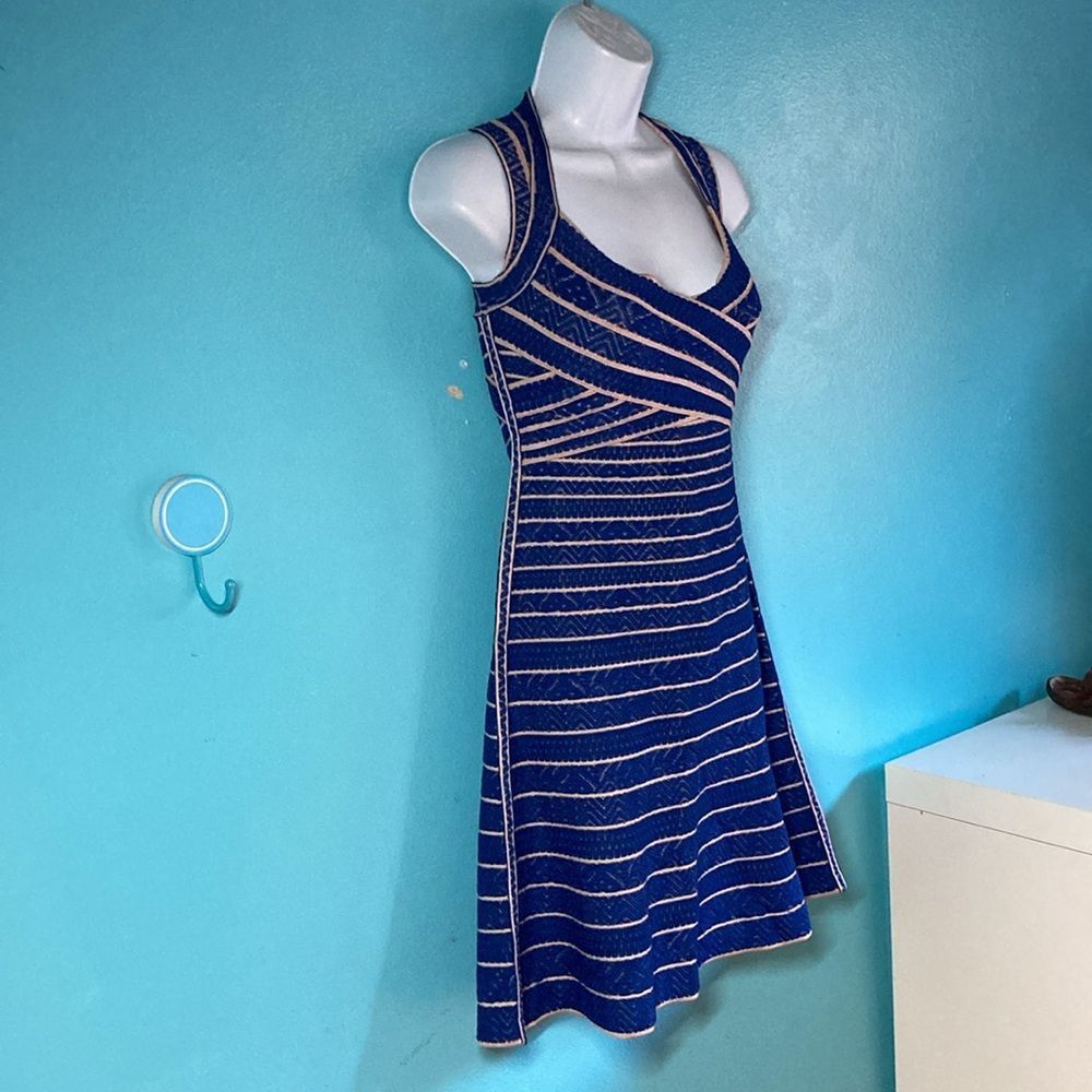 Herve Leger Herve Leger Blue Kamron Bandage Fit Flare Dress Size L Size L / US 10 / IT 46 - 14 Thumbnail