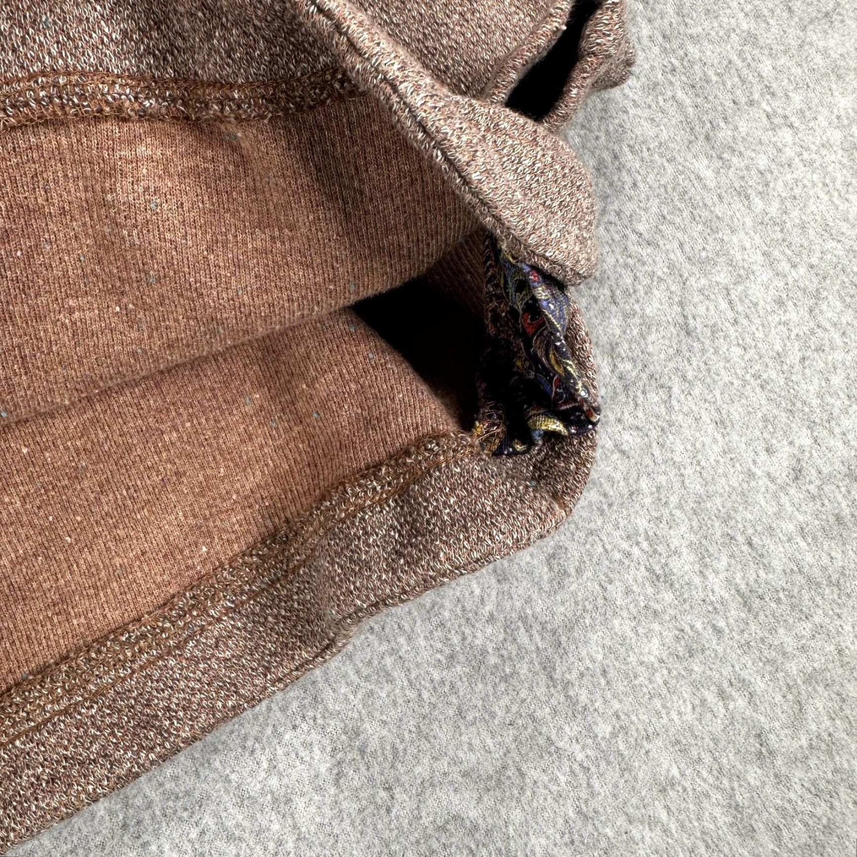 Robert Graham Robert Graham Sweater Mens XL Brown 1/4 Zip Mock Neck Paisley Trim Pullover Size US XL / EU 56 / 4 - 6 Thumbnail