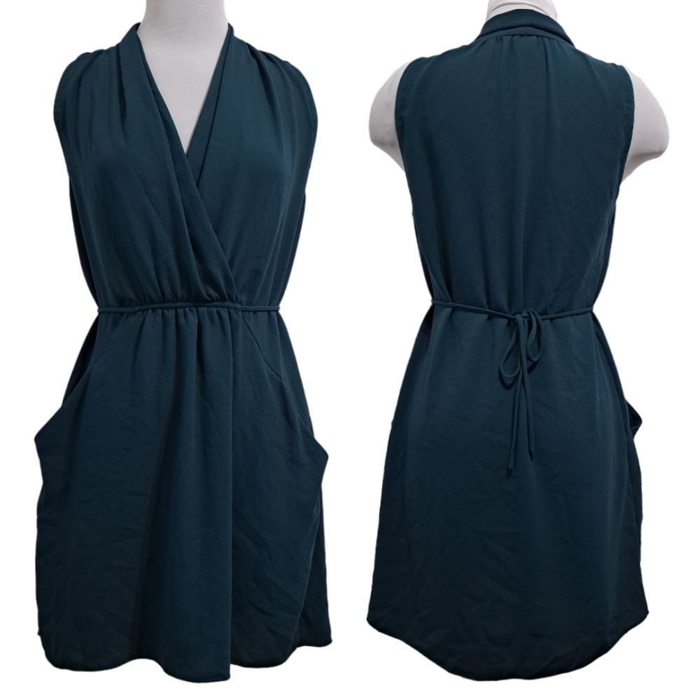 Unbrnd Wilfred Fabric Made In Japan Sabine Faux Wrap Dress Teal Med Grailed