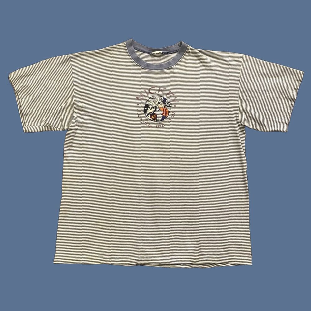 Disney VINTAGE Disney Mickey & Goofy Embroidered Striped T Shirt XL Men United States Grunge 90s Cartoon USA Size US XL / EU 56 / 4 - 1 Thumbnail
