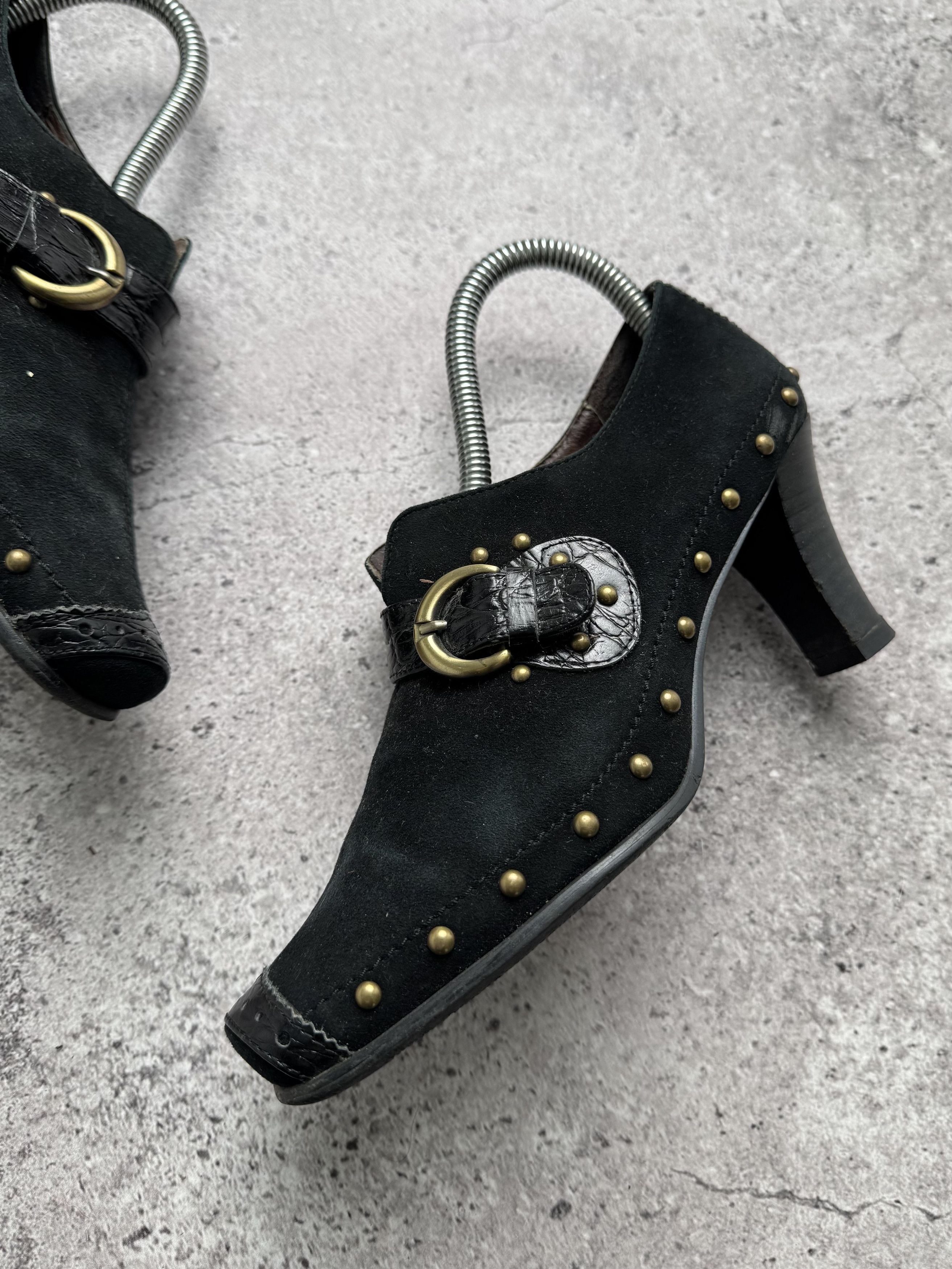 Vintage Vintage Leather Heels With Metal Details C2(V500) Size US 5 / IT 35 - 3 Thumbnail