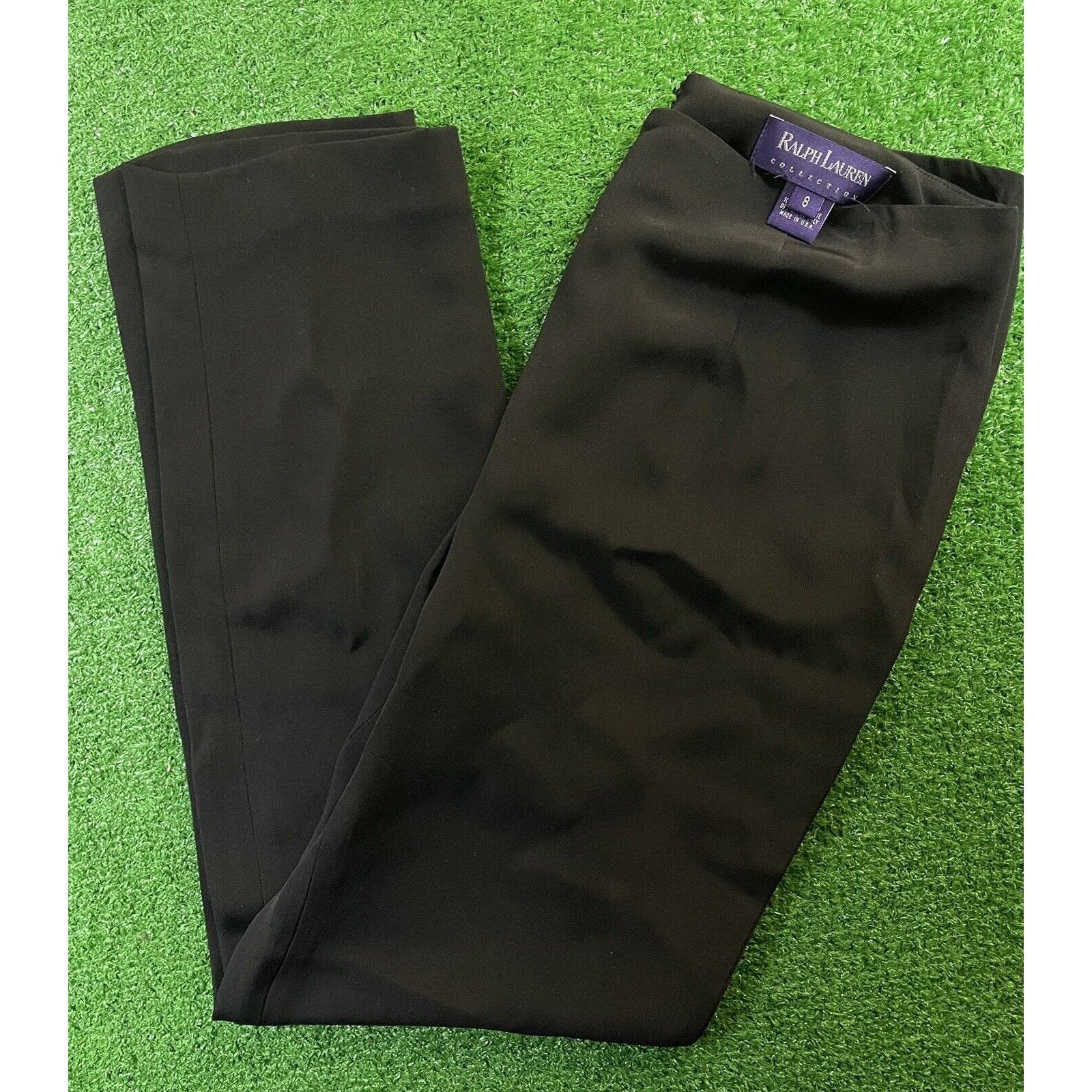 image of Vintage Ralph Laurent Purple Label Silk 8 Black 27 Pants Usa, Women's (Size 30)