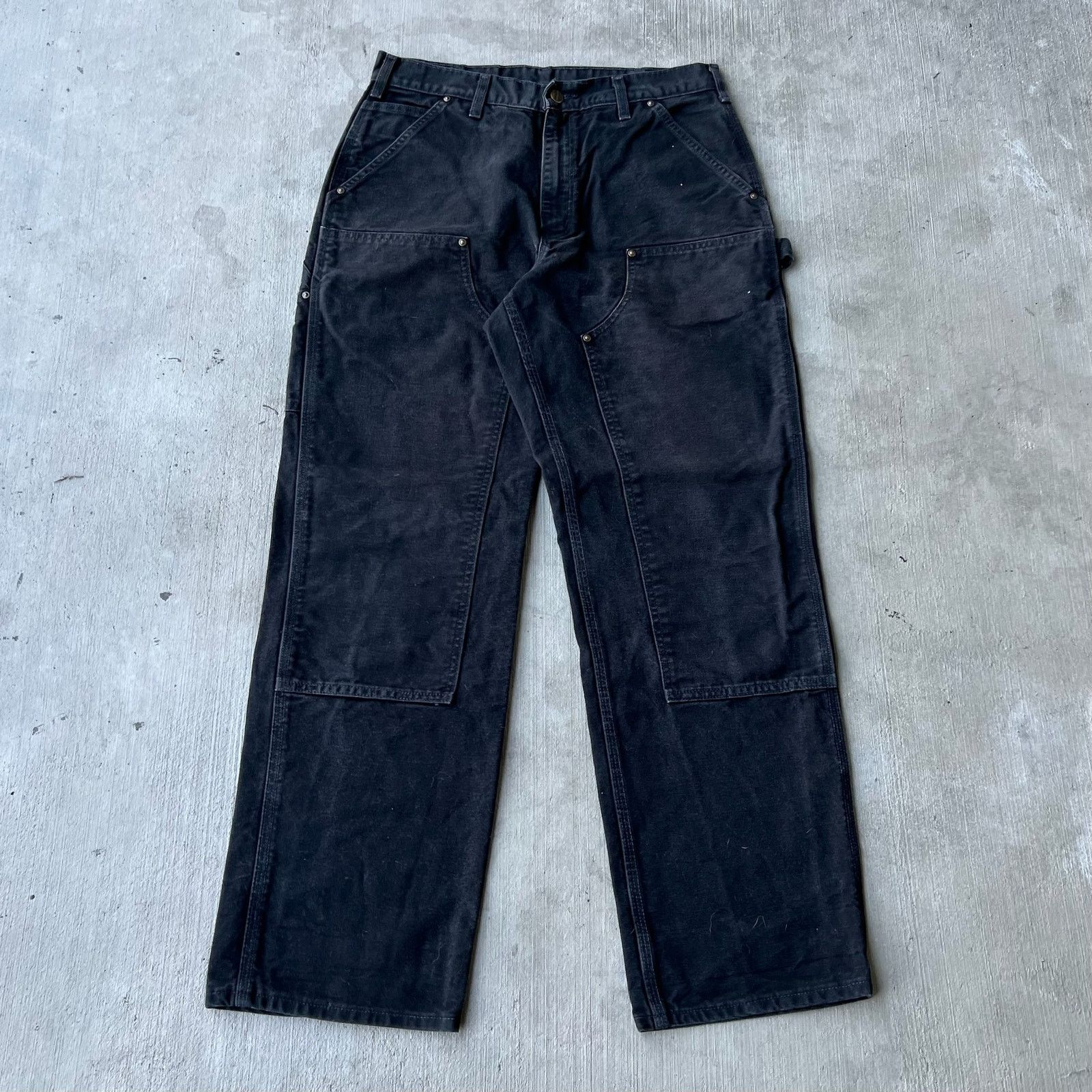 Carhartt × Vintage Carhartt faded black double knee work wear carpenter pants Size US 31 - 1 Thumbnail