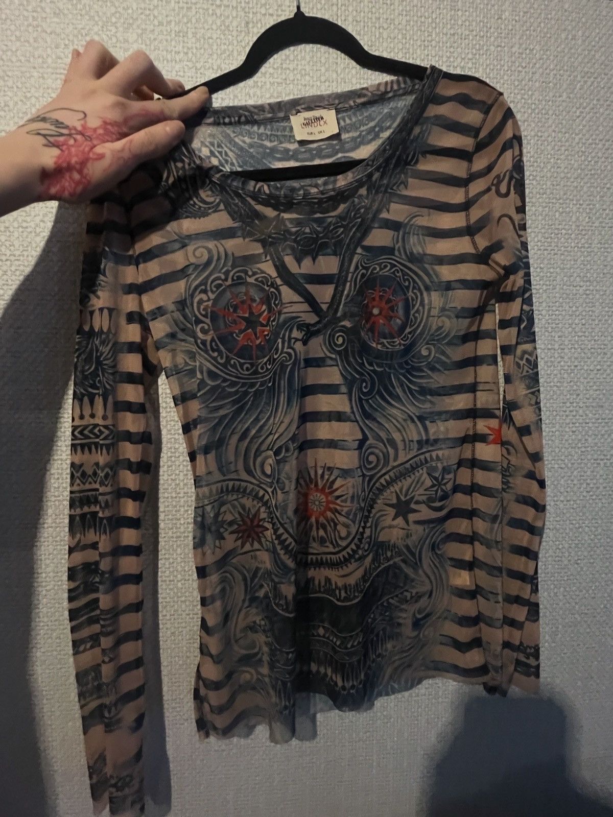 Jean Paul Gaultier Jean Paul Gaultier × Lindex Tattoo Mesh Longsleeve Size S / US 4 / IT 40 - 1 Thumbnail
