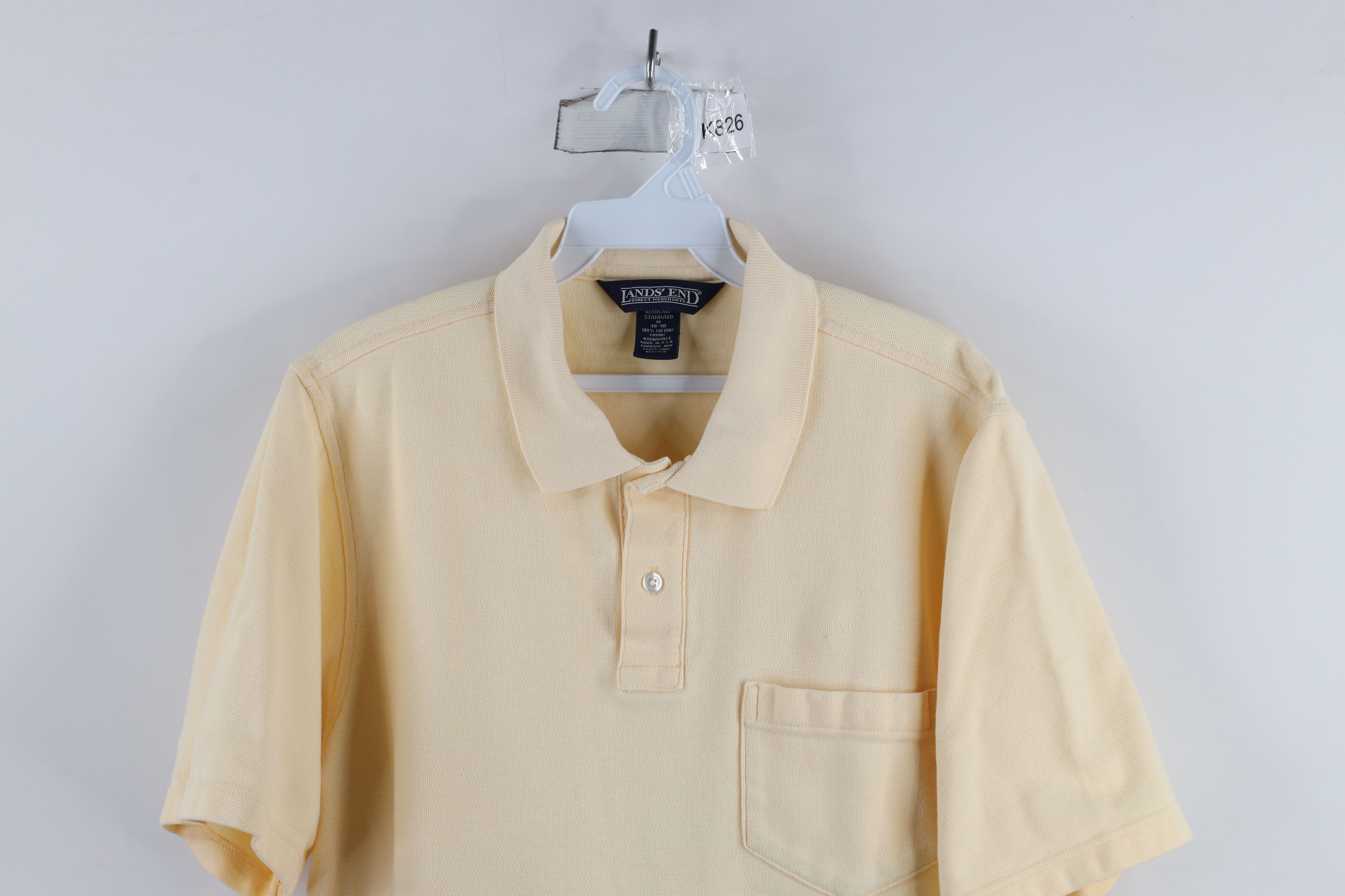 Lands' End × Vintage Vintage 90s Lands End Pique Cotton Polo Shirt Yellow USA Size US M / EU 48-50 / 2 - 2 Thumbnail