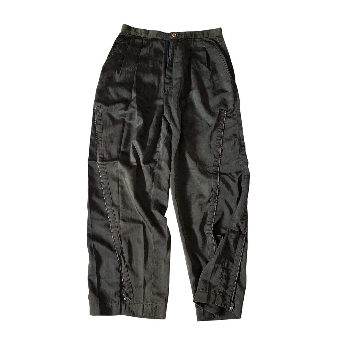 Issey Miyake Vintage issey miyake side zipper olive flight trousers Size US 27 - 1 Thumbnail