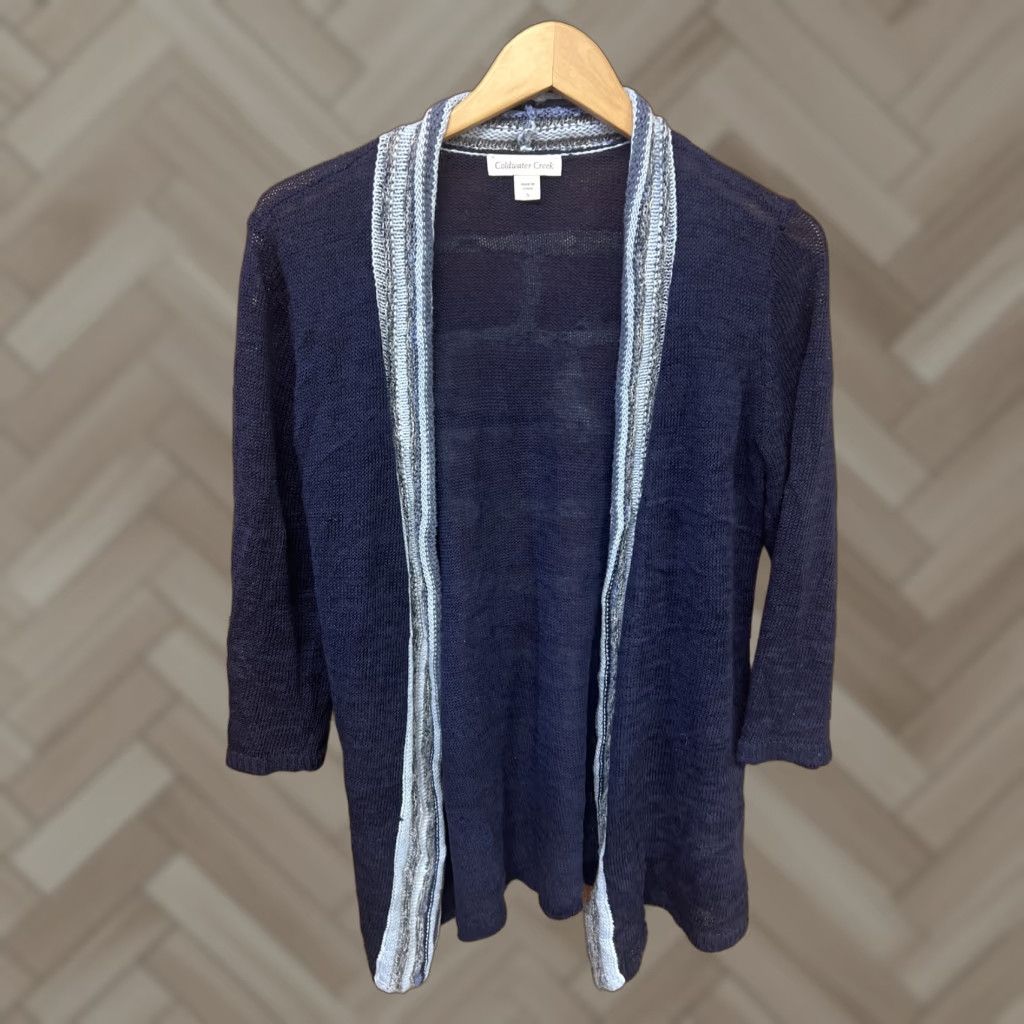 Coldwater Creek Coldwater Creek Cardigan Women Blue Knitted Cotton Sweater Size S Size S / US 4 / IT 40 - 1 Thumbnail