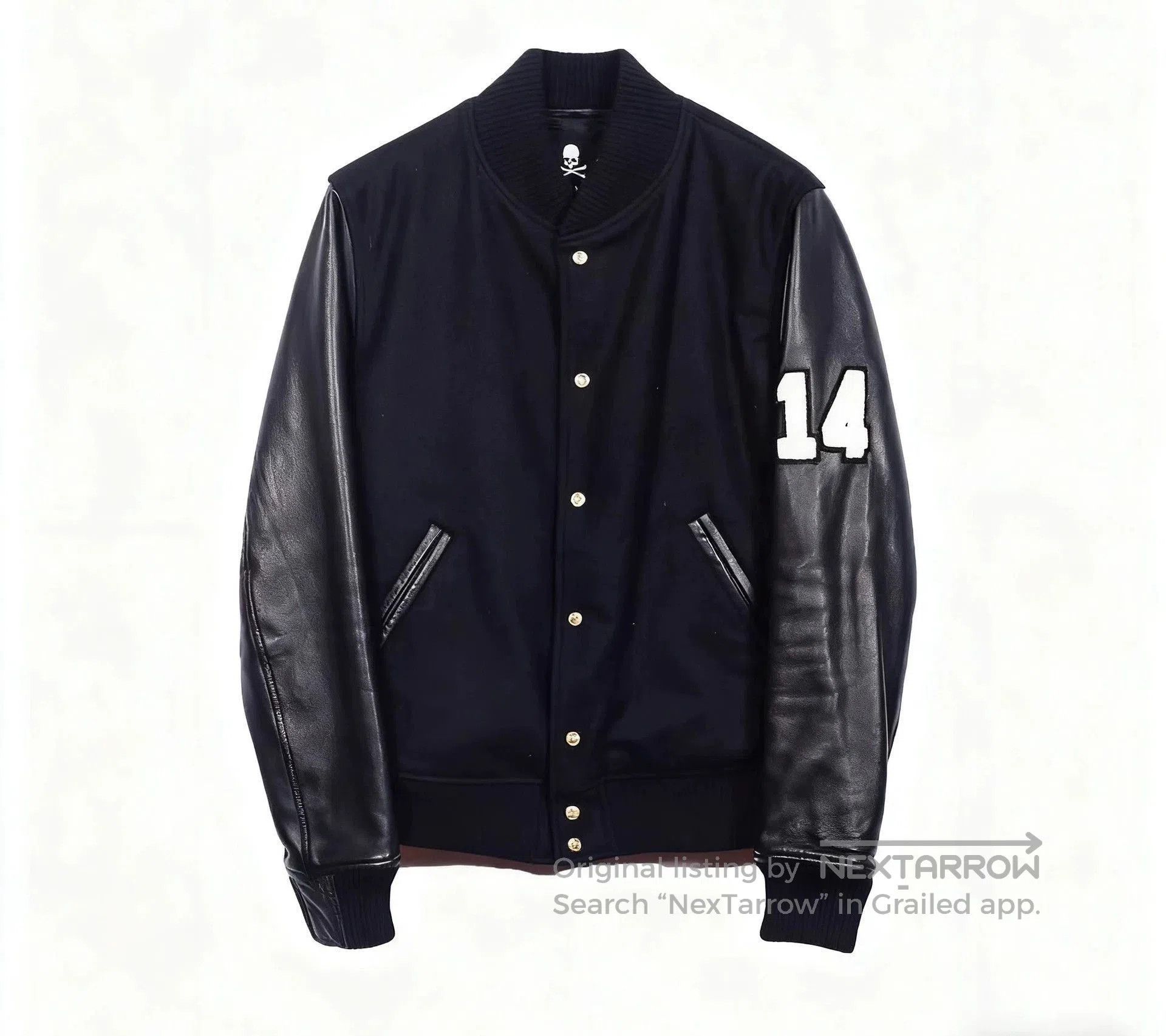 Mastermind Japan Black Bomber Jacket with Leather Sleeves Size M. Size US M / EU 48-50 / 2 - 1 Thumbnail