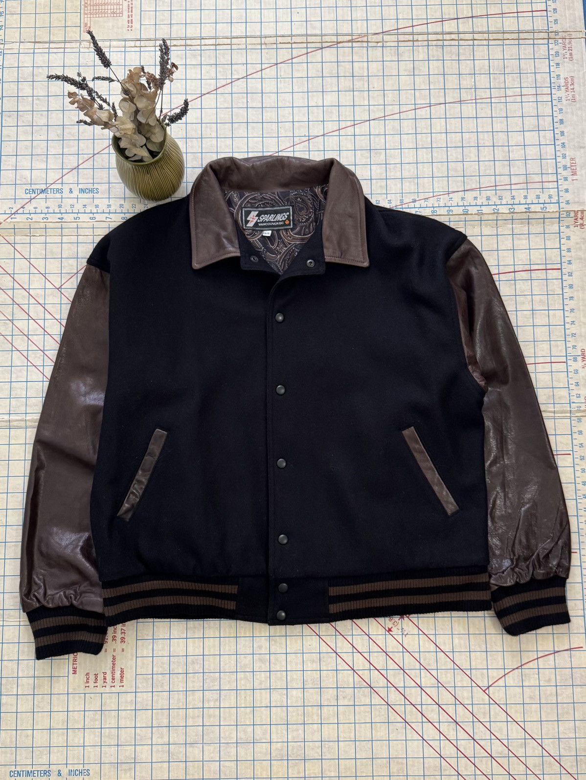 Vintage Vintage Sparlings Leather and Wool Bomber Jacket Mens XL Size US XL / EU 56 / 4 - 1 Thumbnail