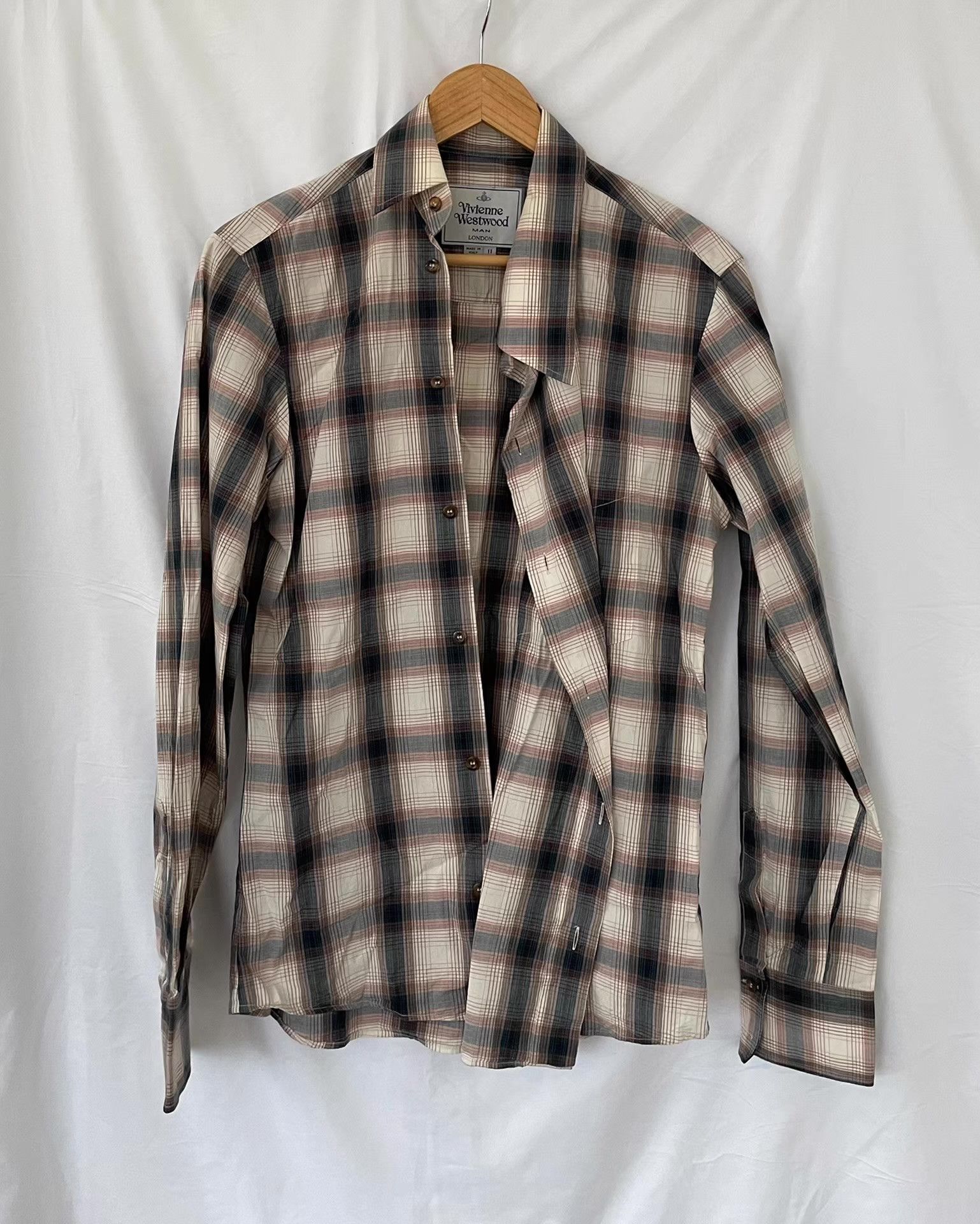 Vivienne Westwood Vivienne Westwood Man Men's Plaid Asymmetrical Shirt Ｑ21 Size US M / EU 48-50 / 2 - 2 Thumbnail