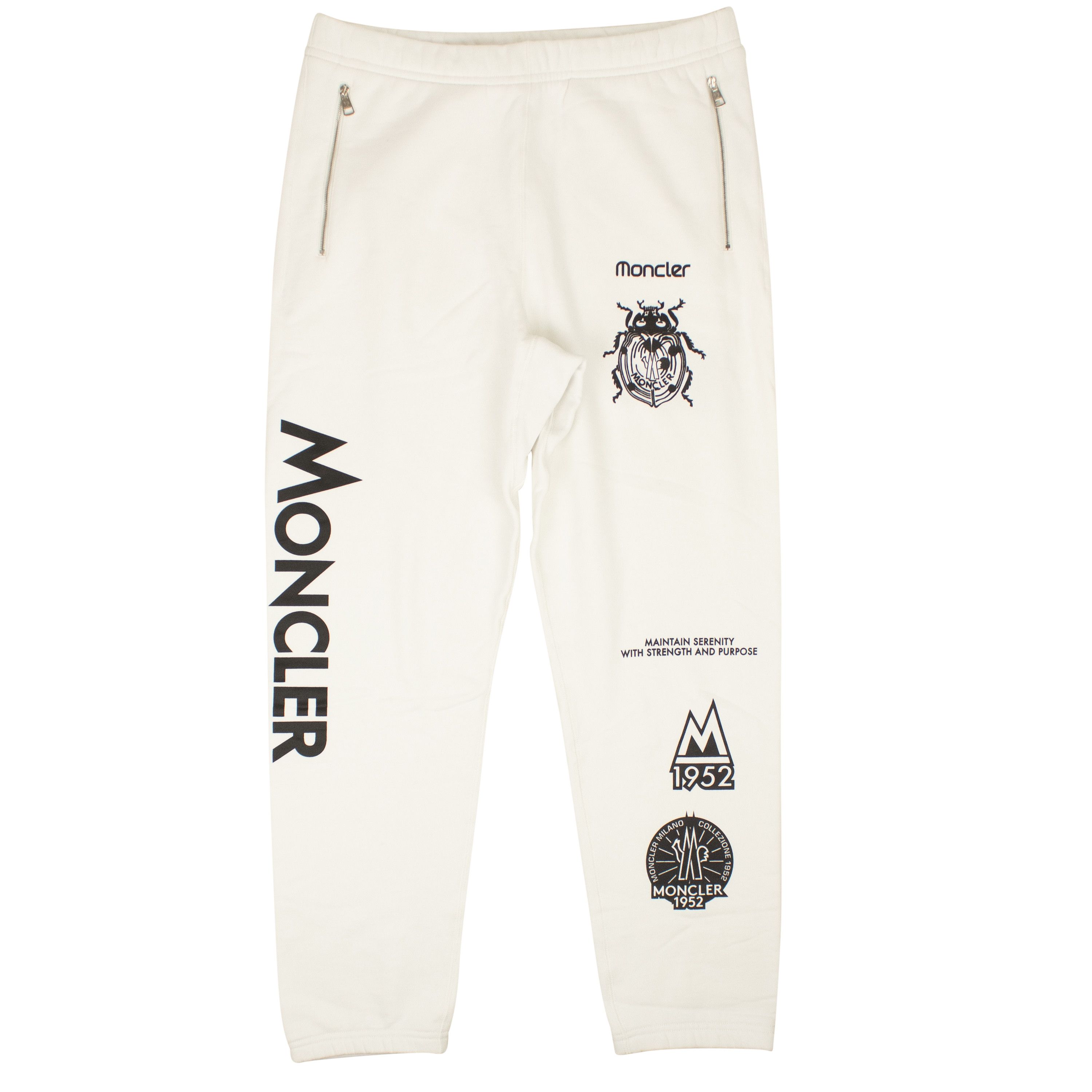 image of Moncler White Cotton Front Logo Jogger Sweatpants Size Xl, Men's