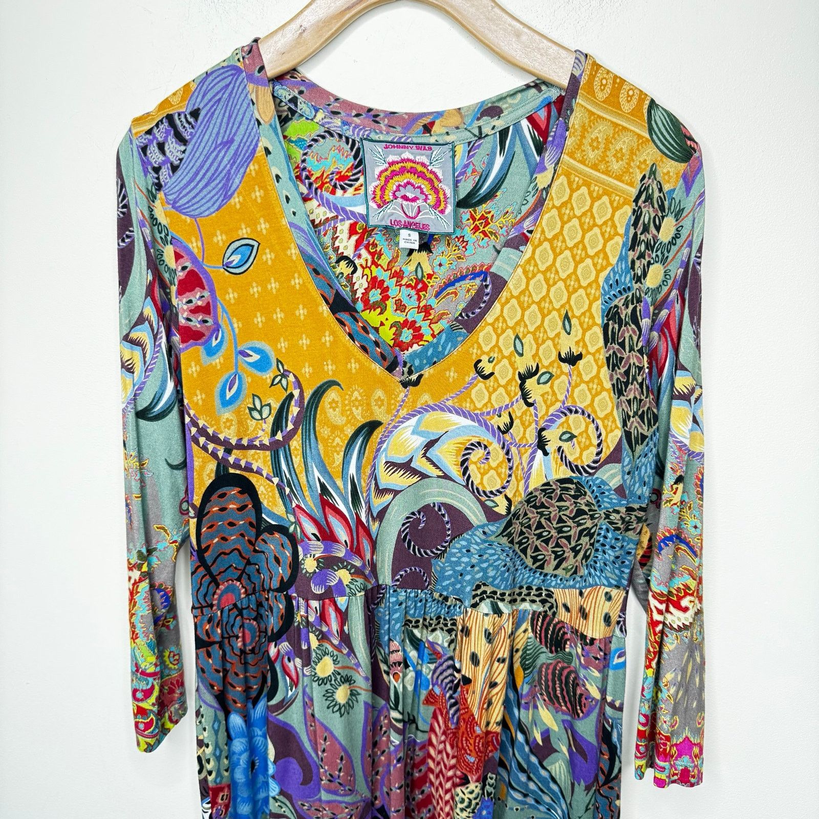 Johnny Was JOHNNY WAS Madison 3/4 Sleeve V Neckline Patterned Dress Size S / US 4 / IT 40 - 6 Thumbnail