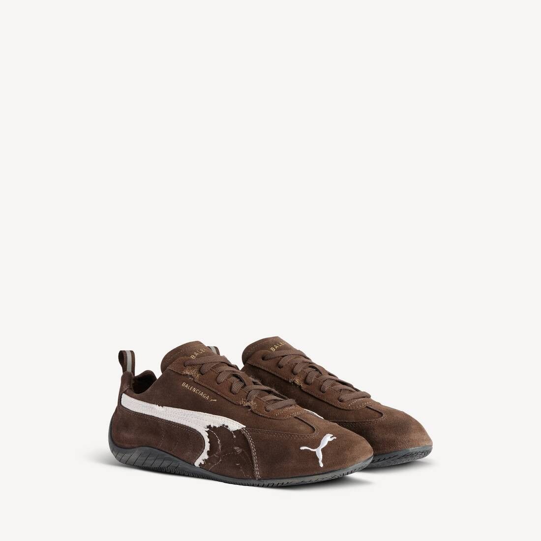 Balenciaga × Puma o1w1db10326 Speedcat Suede Sneakers in Brown/White Size US 6 / EU 39 - 2 Thumbnail