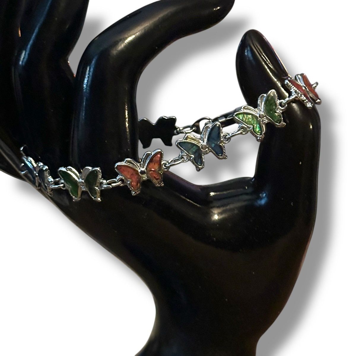 Other Silver tone abalone butterfly link bracelet and earrings set Size ONE SIZE - 3 Thumbnail