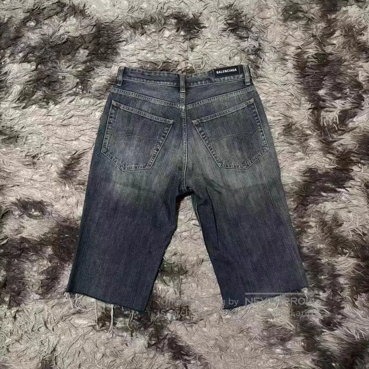 Balenciaga Gray Denim Shorts with Frayed Hem Size 32. Size US 32 / EU 48 - 2 Thumbnail