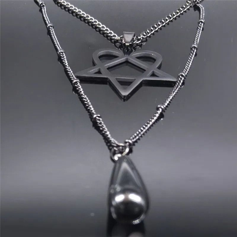 Jewelry Goth Punk Heartagram Pendant Charms Necklace Size ONE SIZE - 5 Thumbnail