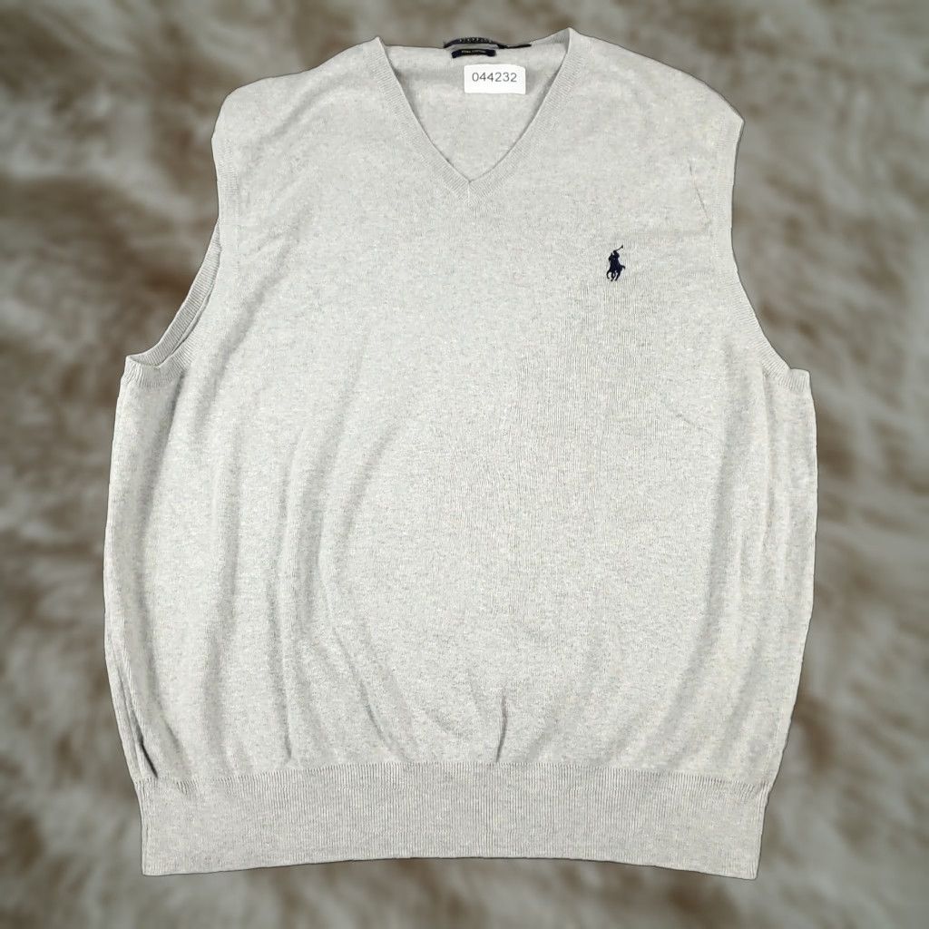 Ralph Lauren Ralph Lauren Mens Gray Pony V Neck Vest XL Cotton Pullover Sweater Size US XL / EU 56 / 4 - 1 Thumbnail