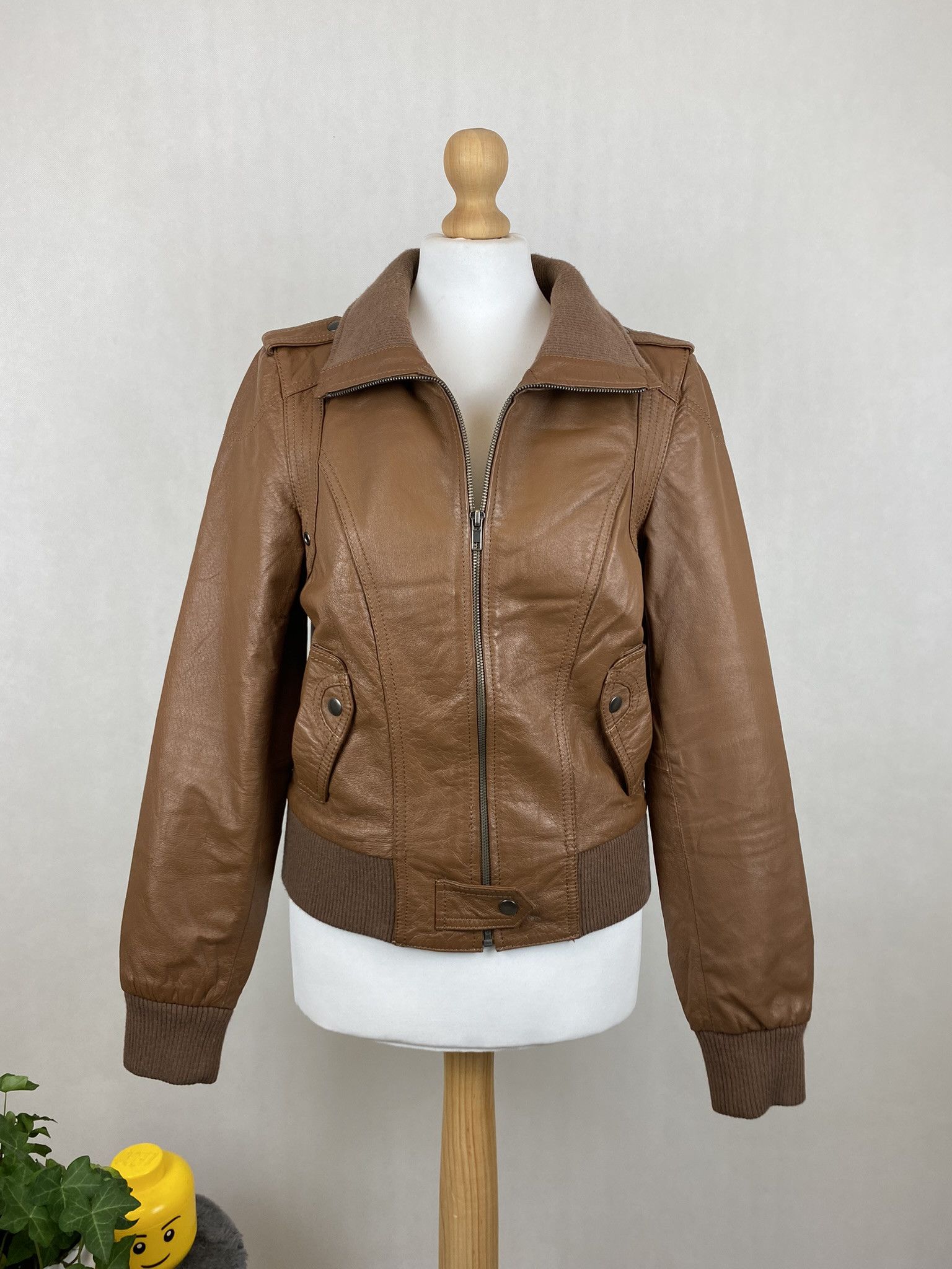 Genuine Leather × Vintage real leather jacket vintage vera pelle big collar zip Size M / US 6-8 / IT 42-44 - 2 Thumbnail