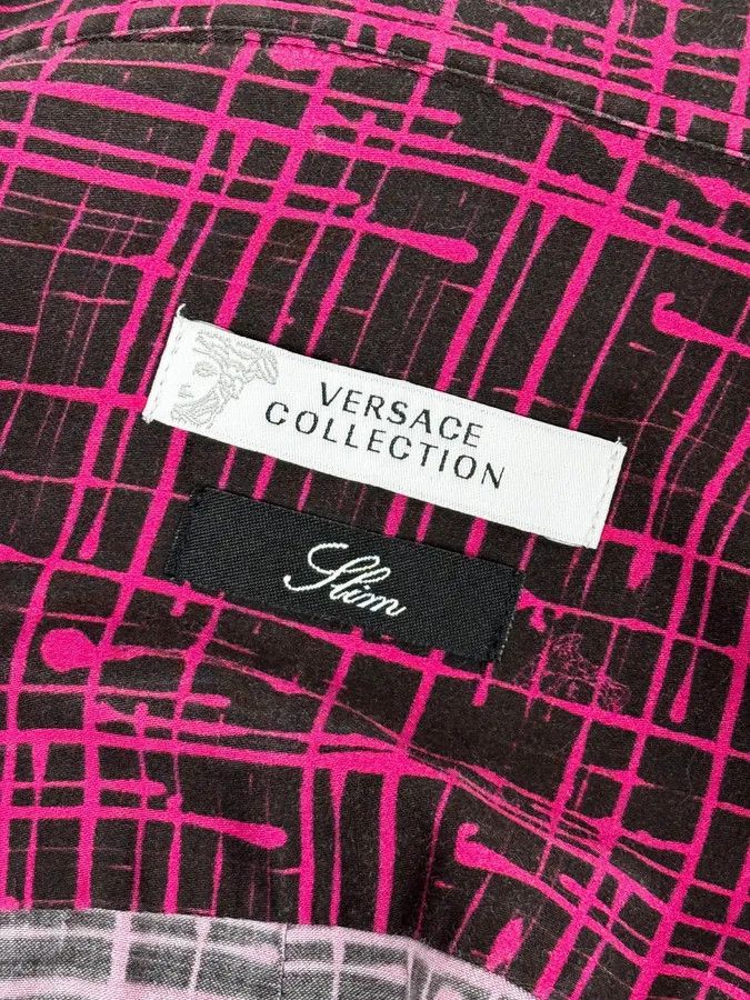 Versace SS2012 Versace Black & Pink Abstract Checkered Shirt Size US M / EU 48-50 / 2 - 10 Thumbnail