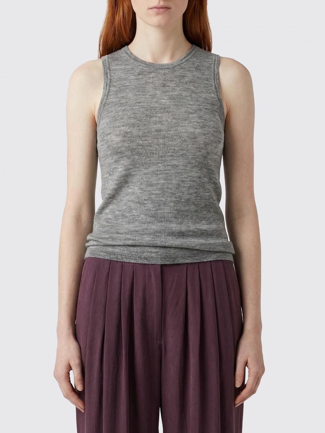 Saint Laurent Paris Saint Laurent T-Shirt Woman Grey Size L / US 10 / IT 46 - 1 Thumbnail