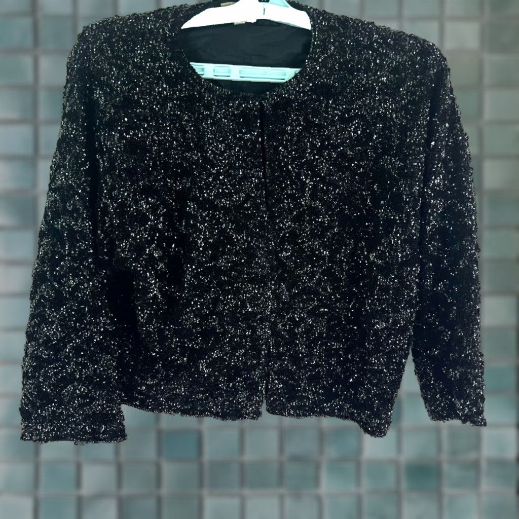 Vintage VTG 60's Sequin British Crown Top Womens Cardigan Colony of Hong Kong Size 42 L Size L / US 10 / IT 46 - 1 Thumbnail
